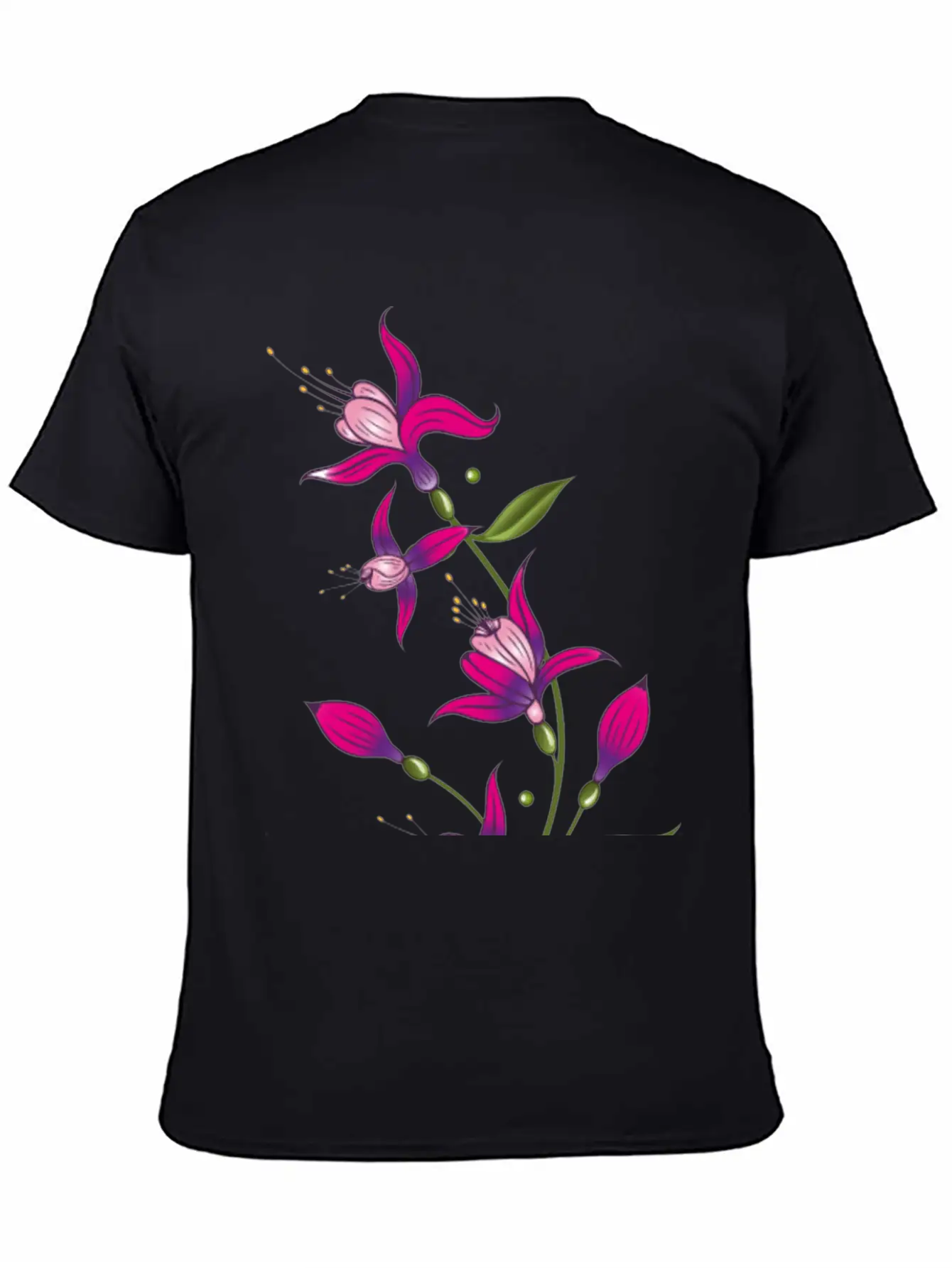Summer Flowers, Fuchsias. Purple, Pink. Basic Graphic T-Shirt ¨C Daily Comfort In Soft Cotton