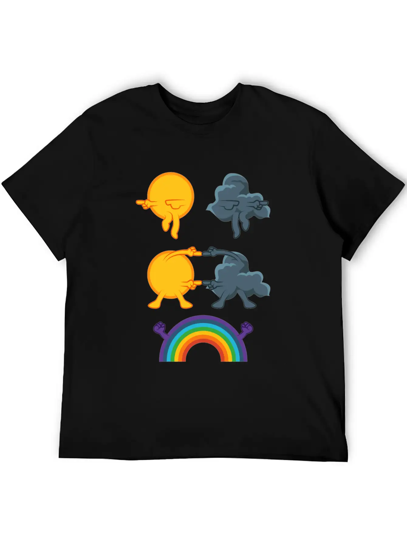 Sun Rain Clouds Rainbow Basic Graphic T-Shirt ¨C Daily Comfort In Soft Cotton