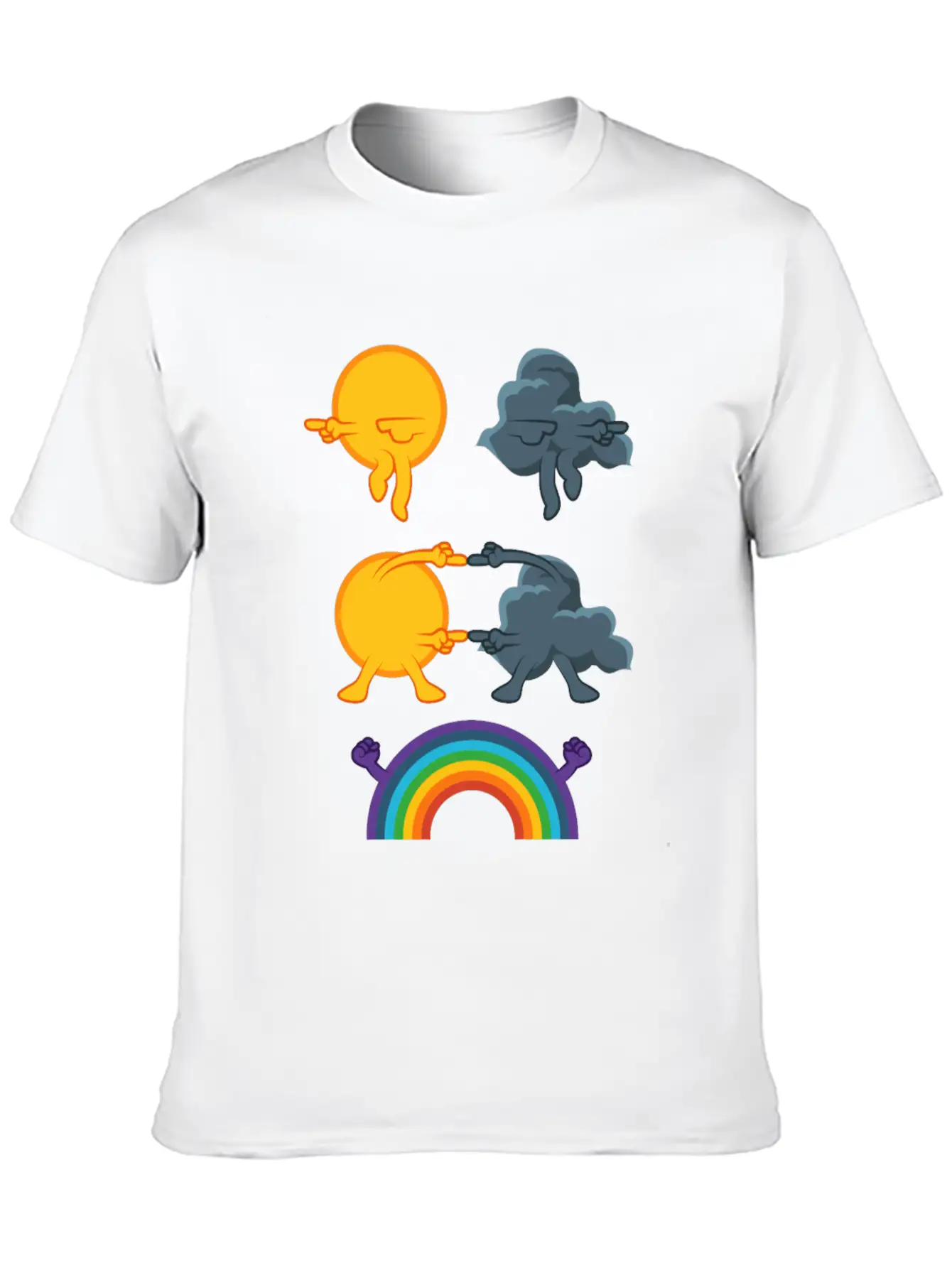Sun Rain Clouds Rainbow Basic Graphic T-Shirt ¨C Daily Comfort In Soft Cotton