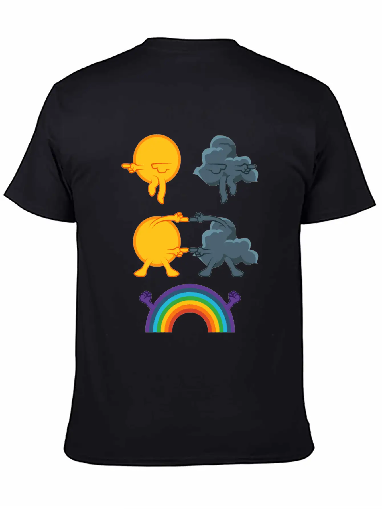 Sun Rain Clouds Rainbow Basic Graphic T-Shirt ¨C Daily Comfort In Soft Cotton