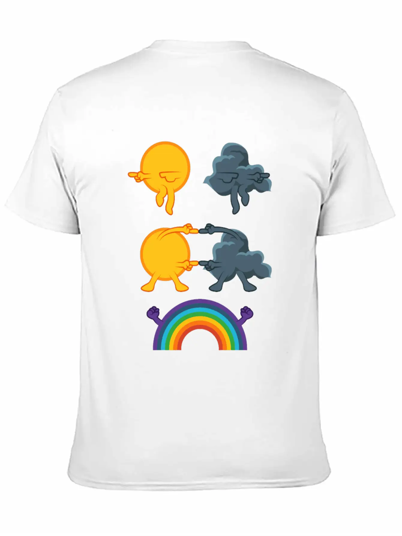 Sun Rain Clouds Rainbow Basic Graphic T-Shirt ¨C Daily Comfort In Soft Cotton
