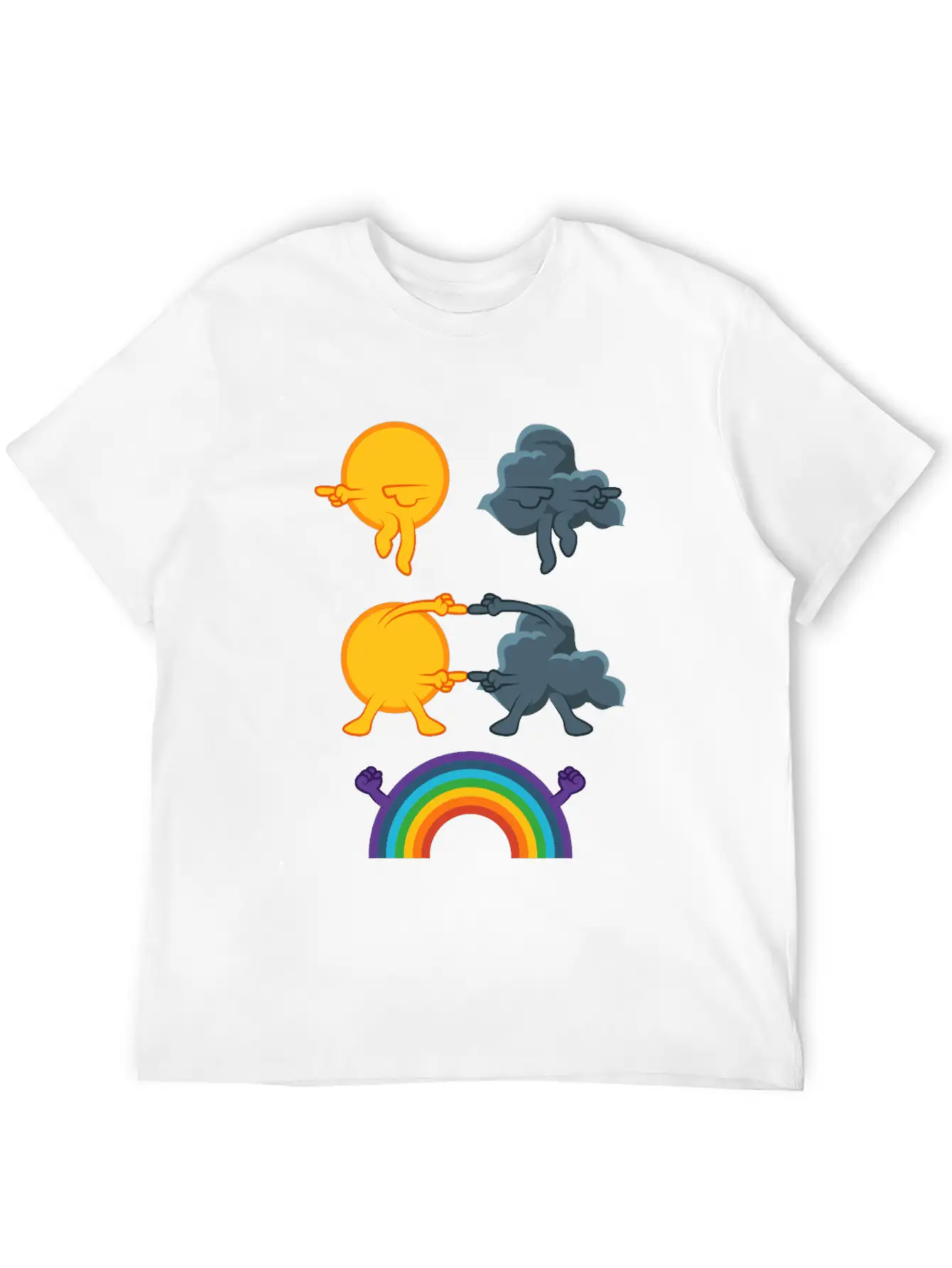 Sun Rain Clouds Rainbow Basic Graphic T-Shirt ¨C Daily Comfort In Soft Cotton