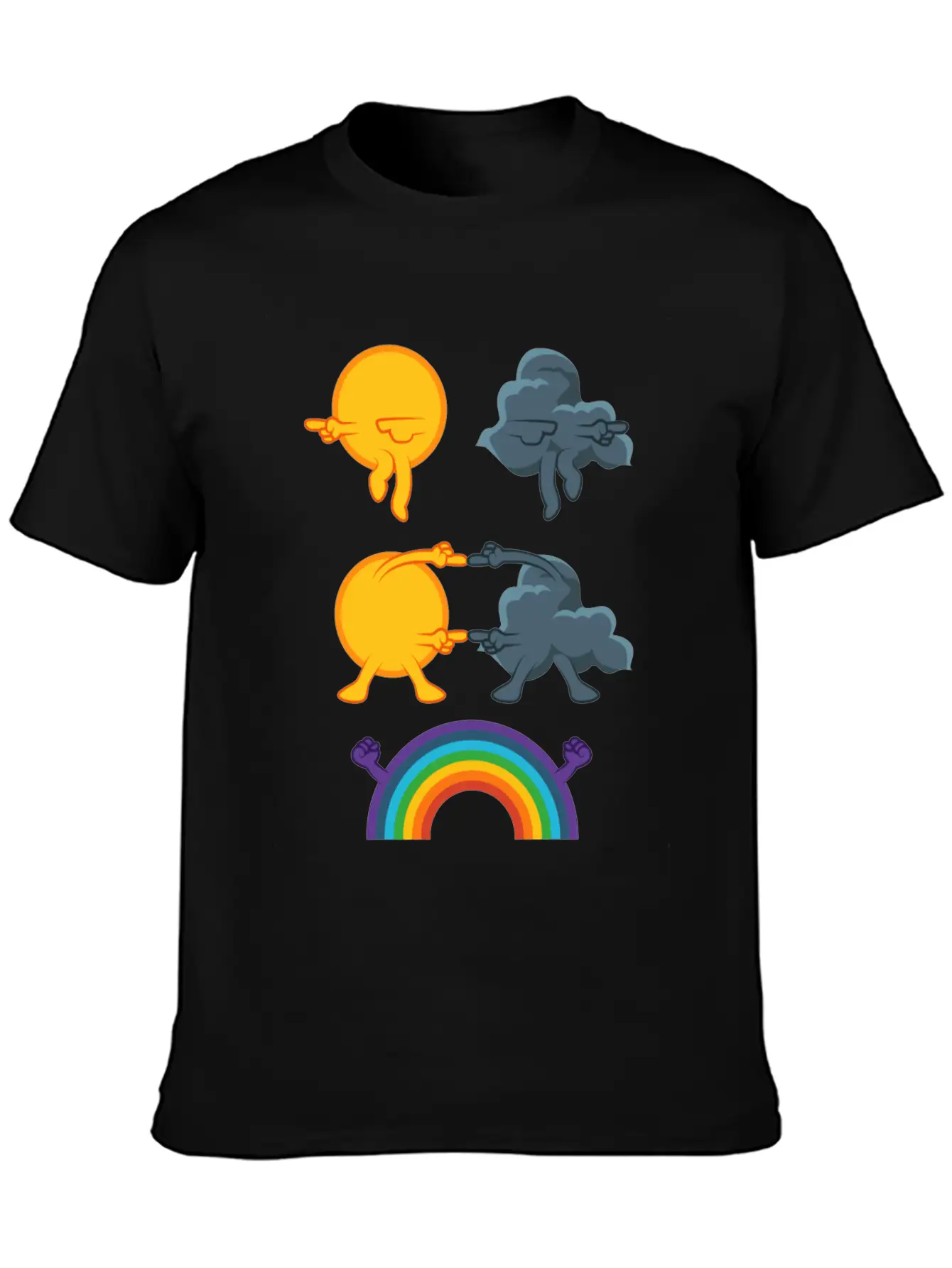 Sun Rain Clouds Rainbow Basic Graphic T-Shirt ¨C Daily Comfort In Soft Cotton