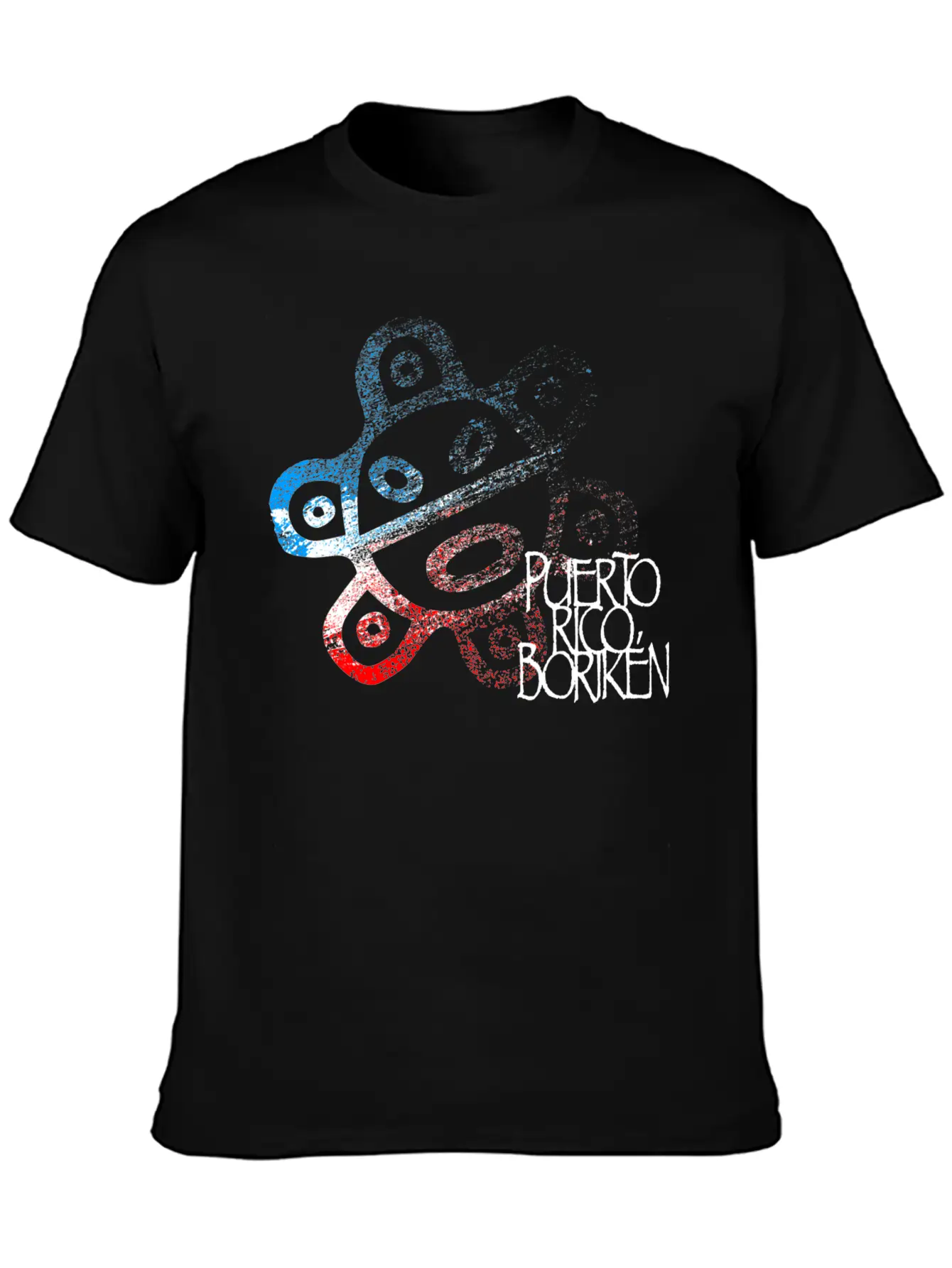 Sun Taino Puerto Rico Flag Colors Grunge Style Essential Cotton Tee For Daily Outfits ¨C Unisex Style