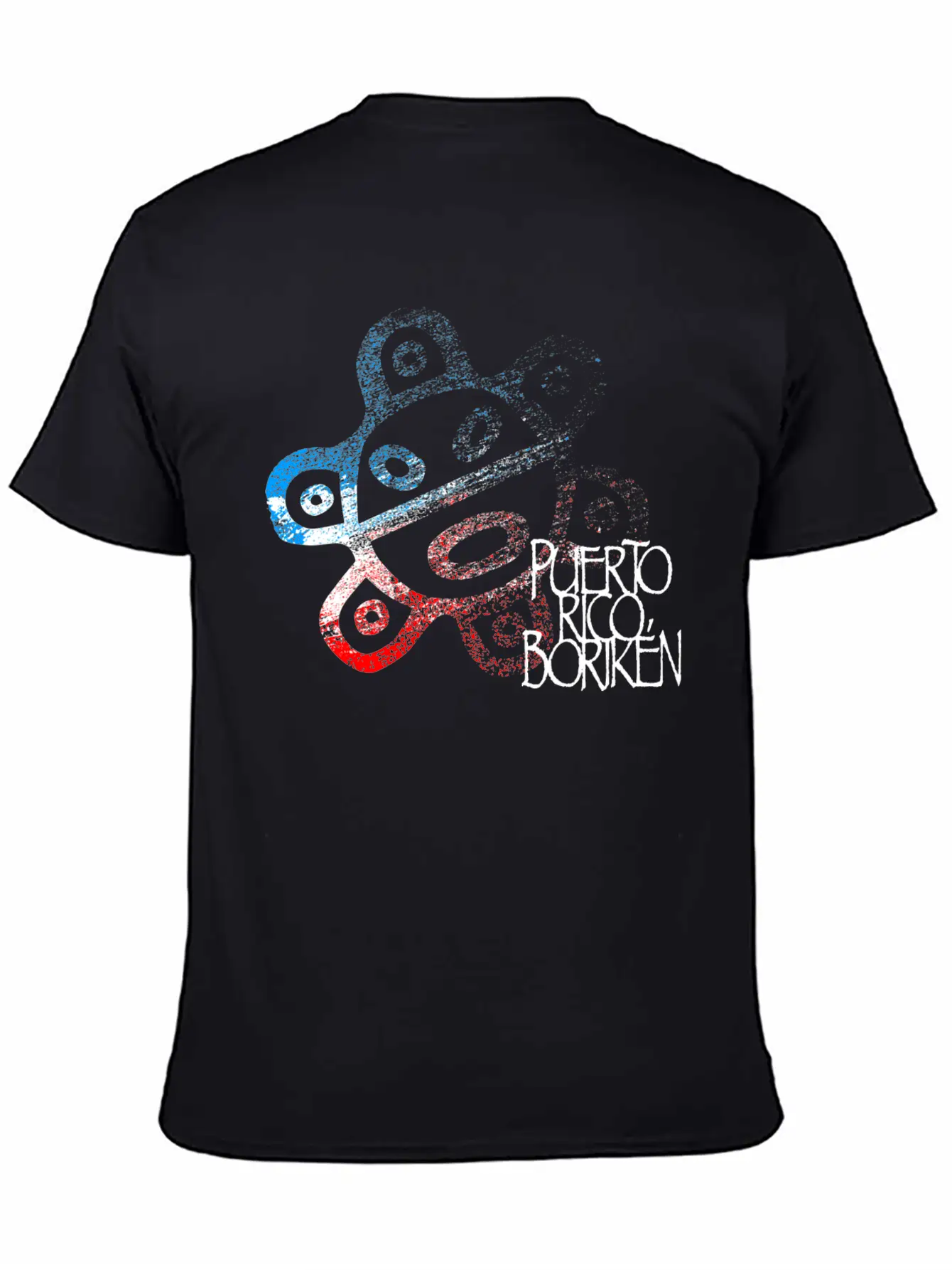 Sun Taino Puerto Rico Flag Colors Grunge Style Essential Cotton Tee For Daily Outfits ¨C Unisex Style