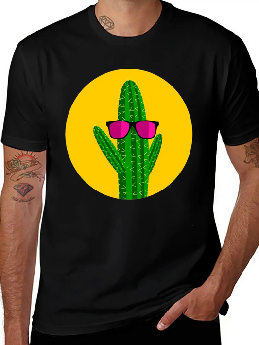 Sunbathing Cactus Essential Cotton Tee For Daily Outfits ¨C Unisex Style