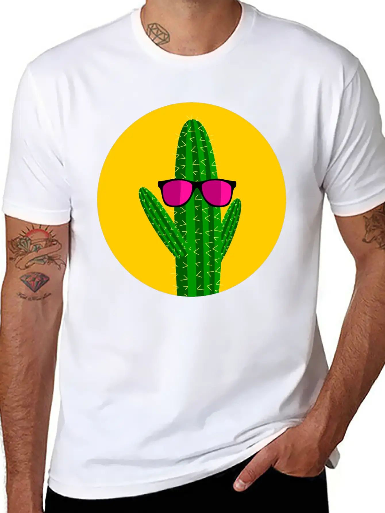 Sunbathing Cactus Essential Cotton Tee For Daily Outfits ¨C Unisex Style