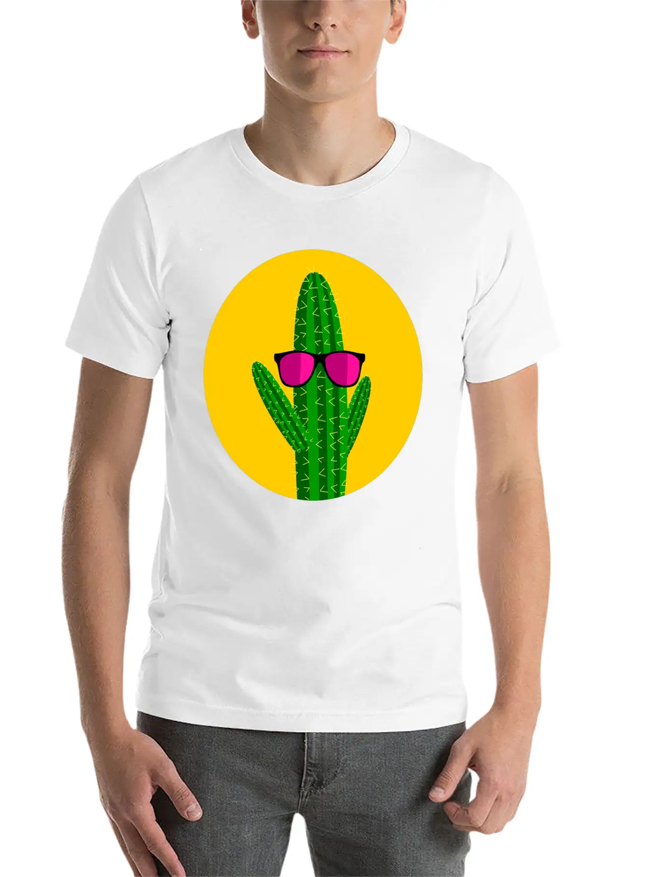 Sunbathing Cactus Essential Cotton Tee For Daily Outfits ¨C Unisex Style