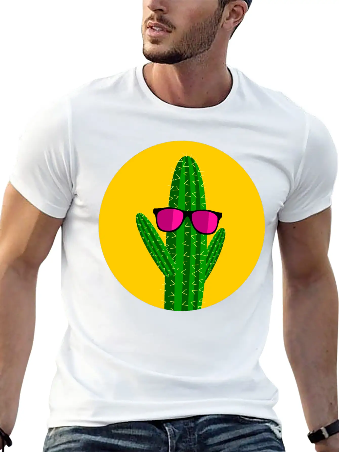 Sunbathing Cactus Essential Cotton Tee For Daily Outfits ¨C Unisex Style