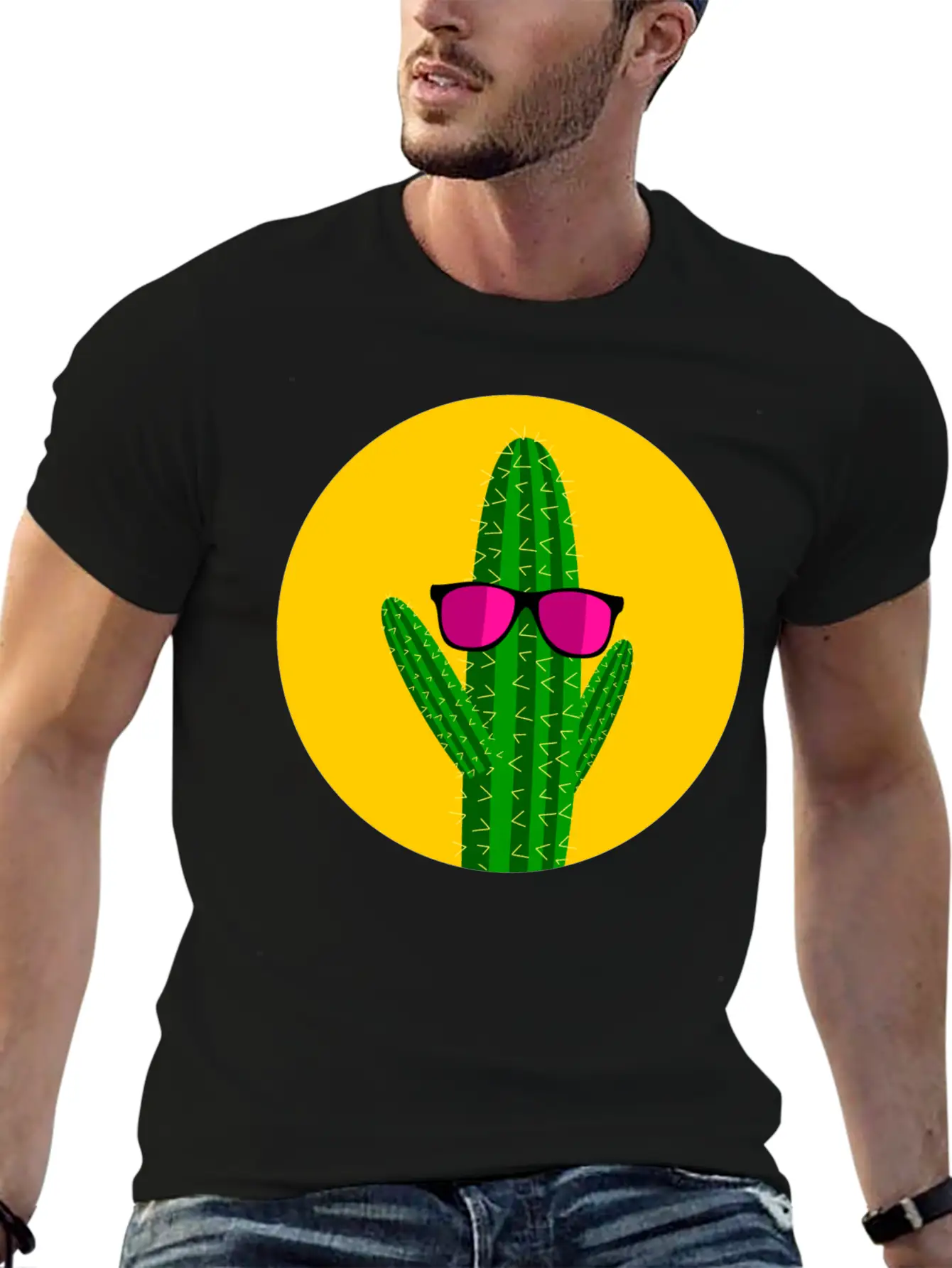Sunbathing Cactus Essential Cotton Tee For Daily Outfits ¨C Unisex Style