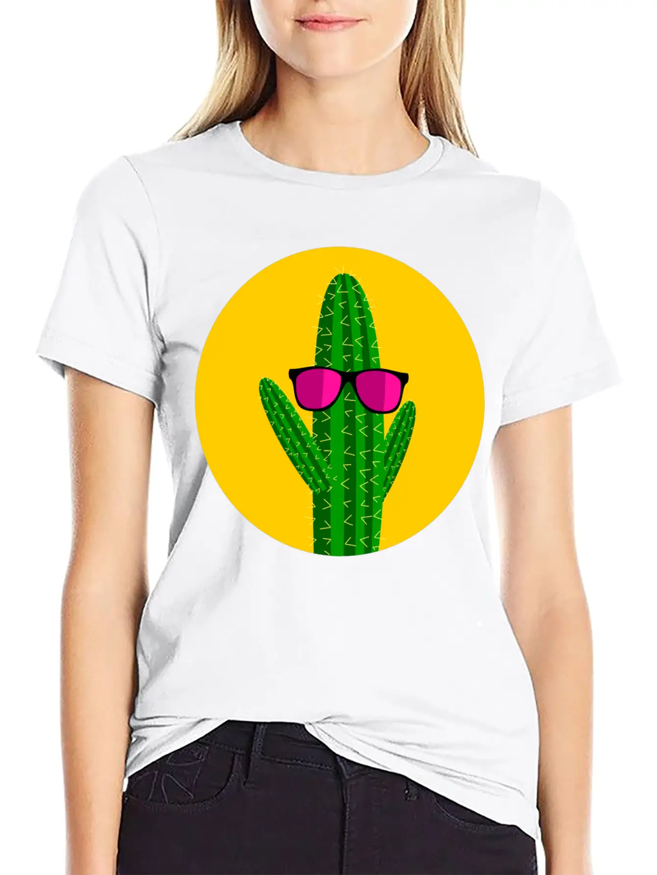 Sunbathing Cactus Essential Cotton Tee For Daily Outfits ¨C Unisex Style