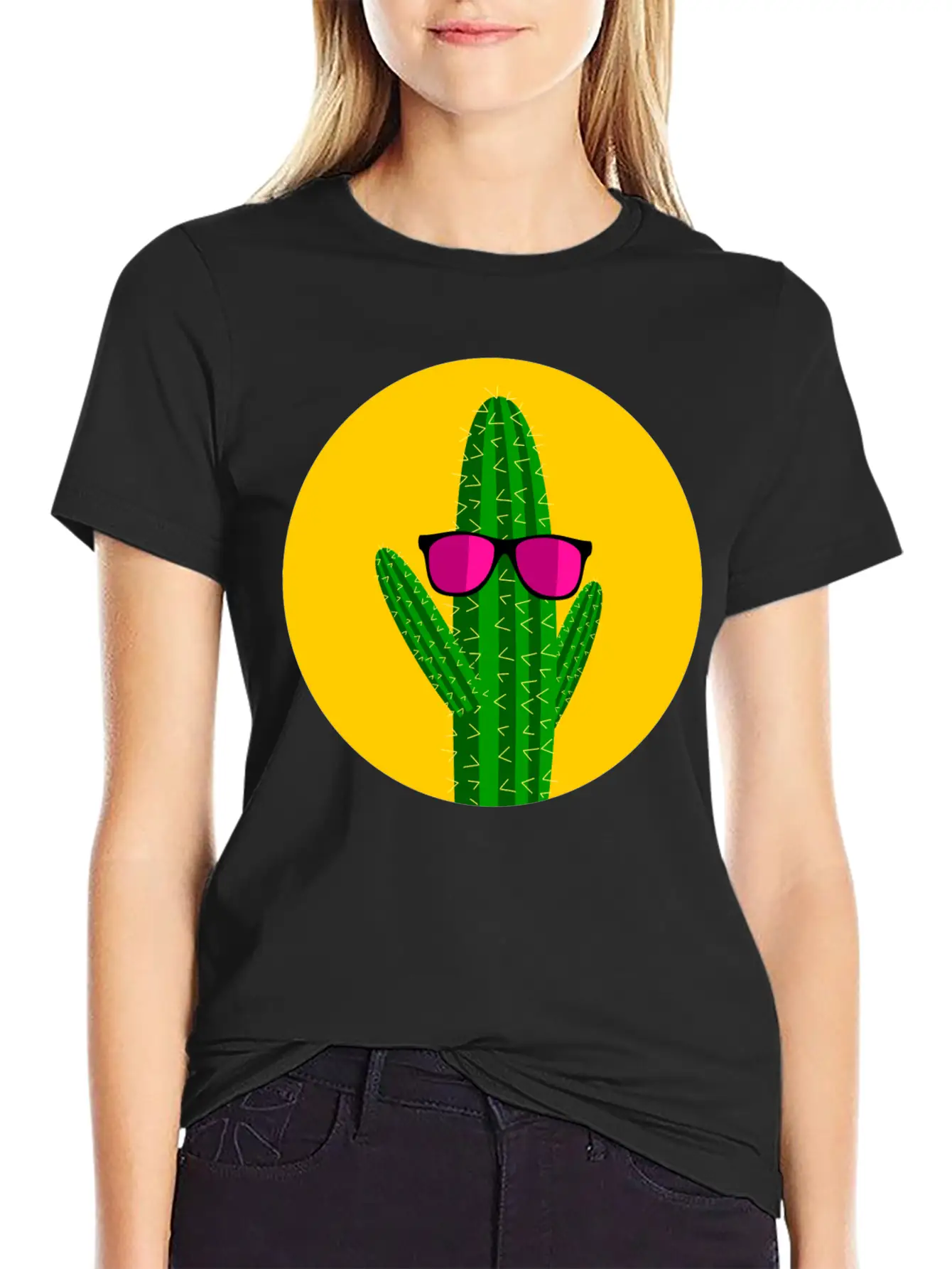 Sunbathing Cactus Essential Cotton Tee For Daily Outfits ¨C Unisex Style