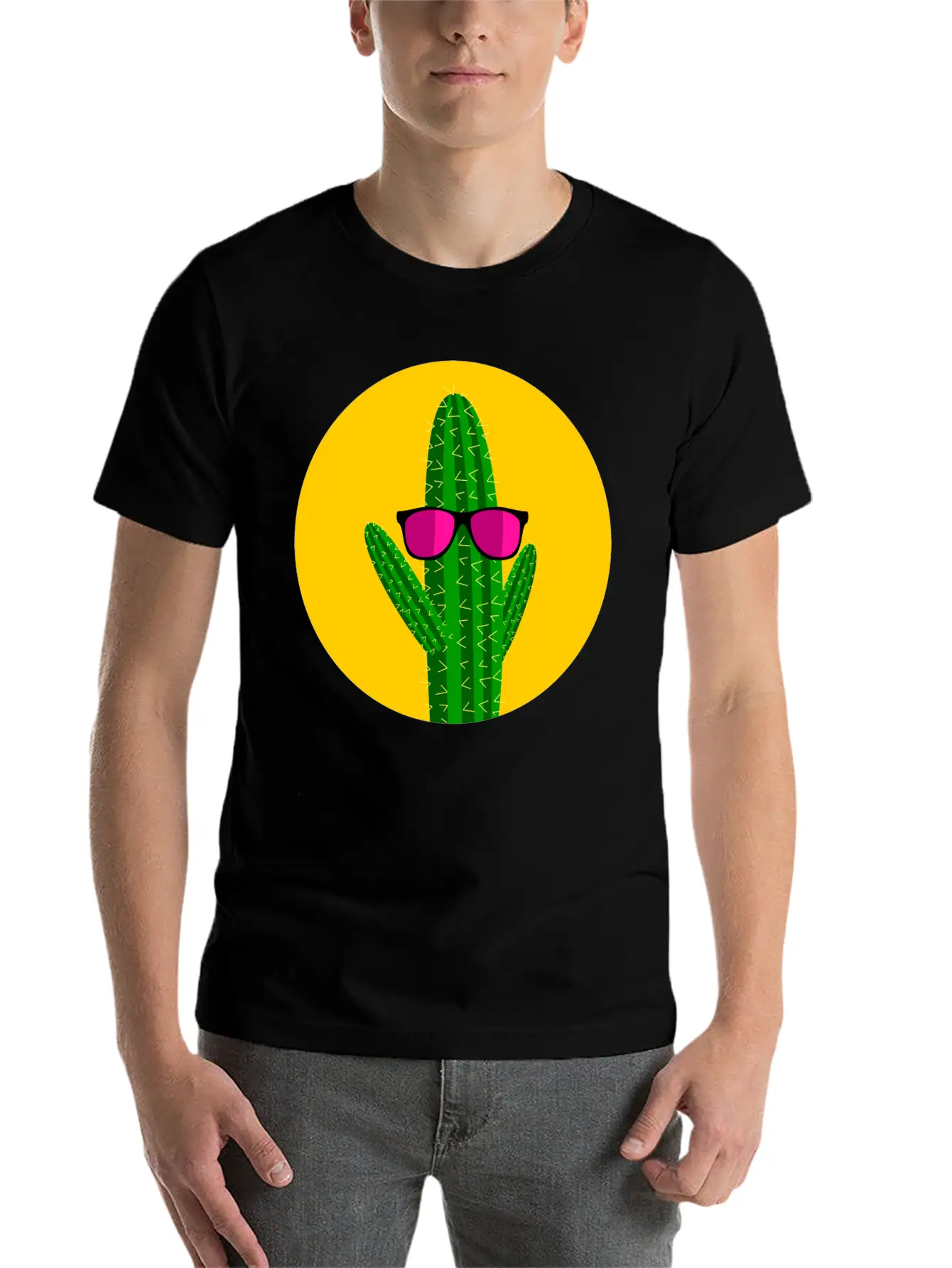 Sunbathing Cactus Essential Cotton Tee For Daily Outfits ¨C Unisex Style