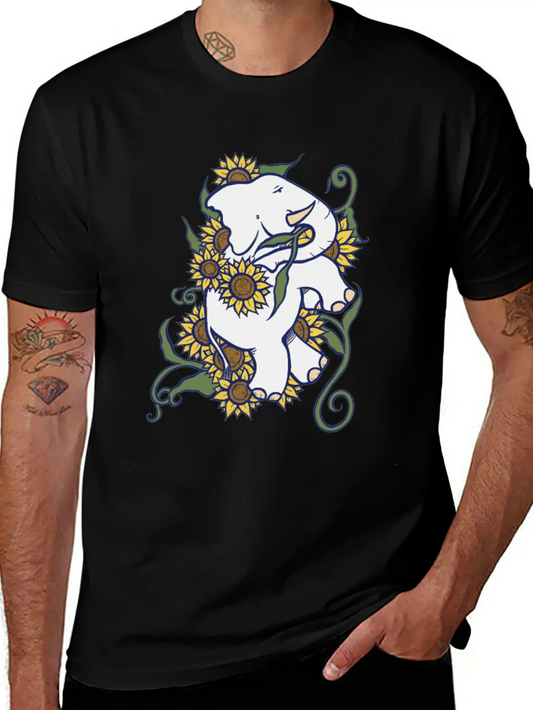 Sunflower Elephant Essential Cotton Tee For Daily Outfits ¨C Unisex Style