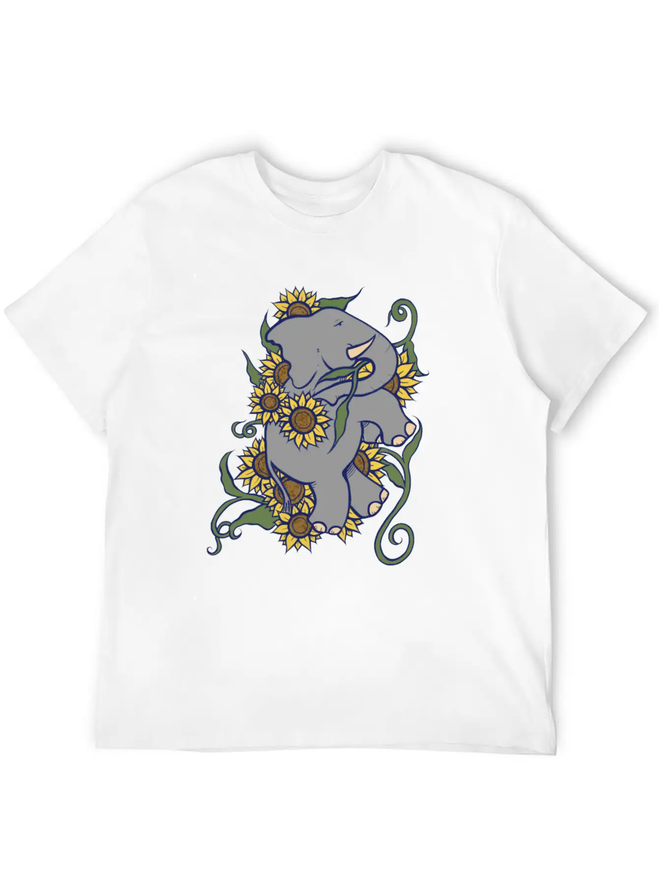 Sunflower Elephant Essential Cotton Tee For Daily Outfits ¨C Unisex Style