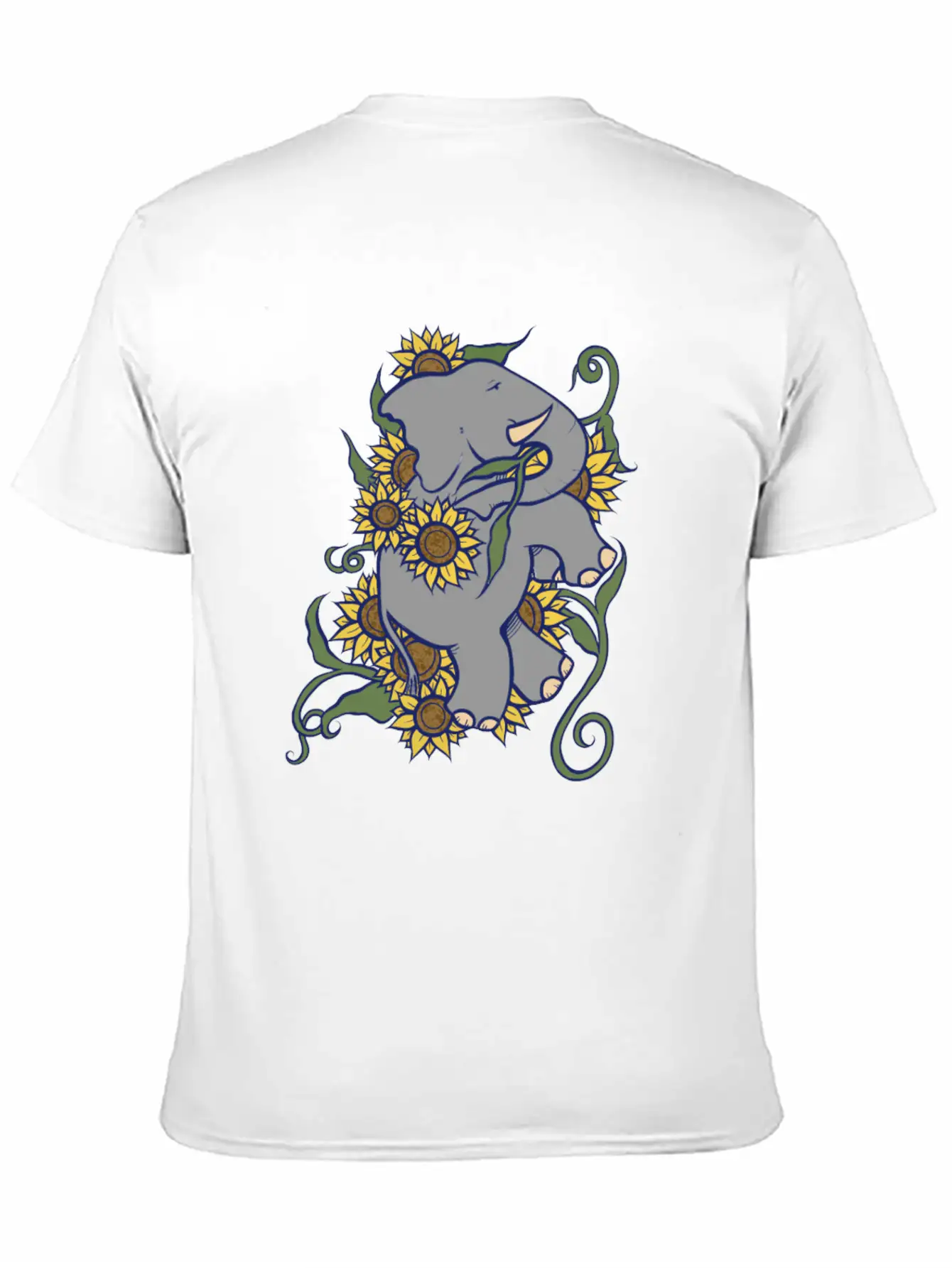 Sunflower Elephant Essential Cotton Tee For Daily Outfits ¨C Unisex Style