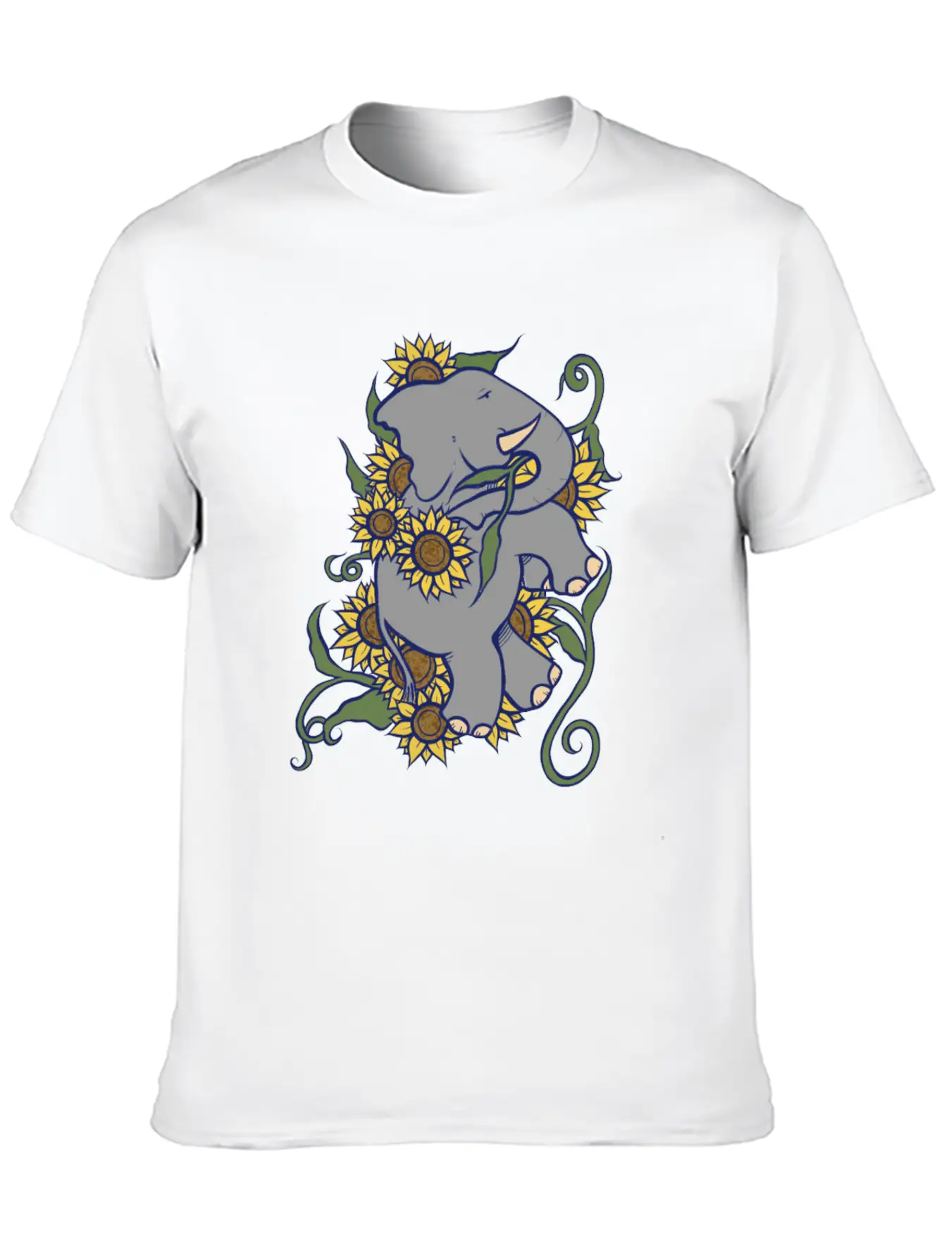 Sunflower Elephant Essential Cotton Tee For Daily Outfits ¨C Unisex Style