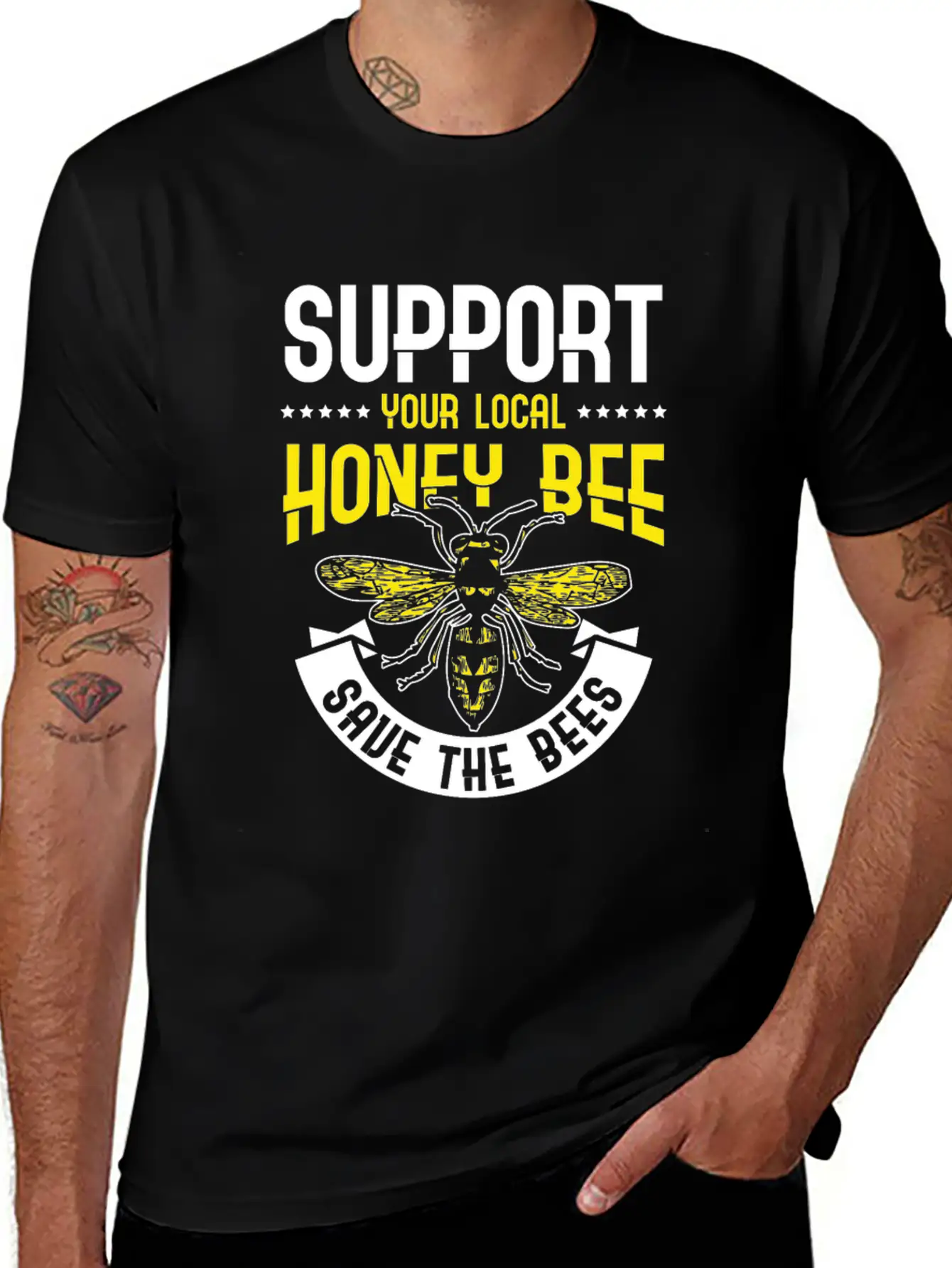Support Your Local Honey Bee Save The Bees Unisex Casual T-Shirt ¨C Clean Design For Daily Comfort
