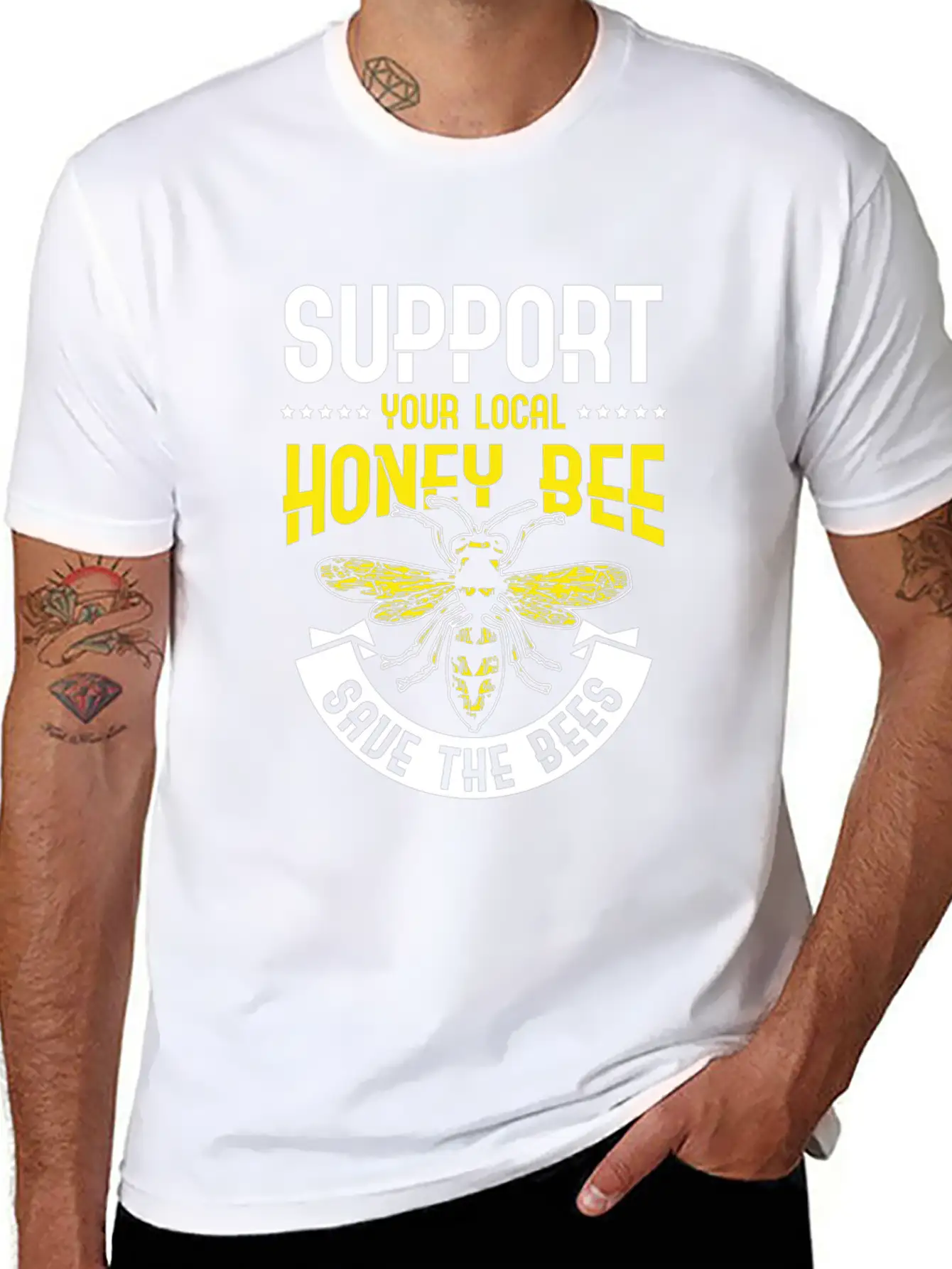 Support Your Local Honey Bee Save The Bees Unisex Casual T-Shirt ¨C Clean Design For Daily Comfort