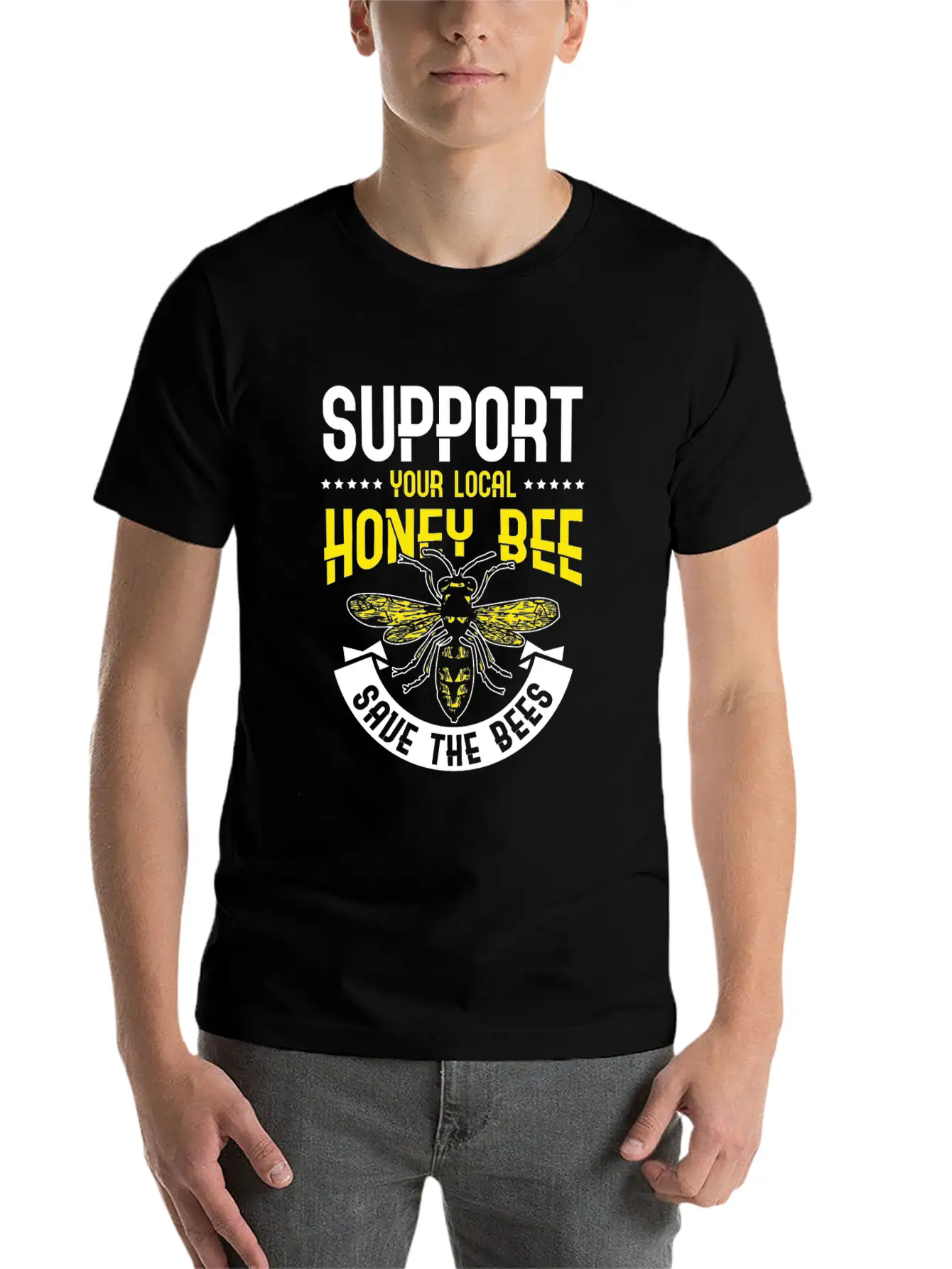Support Your Local Honey Bee Save The Bees Unisex Casual T-Shirt ¨C Clean Design For Daily Comfort