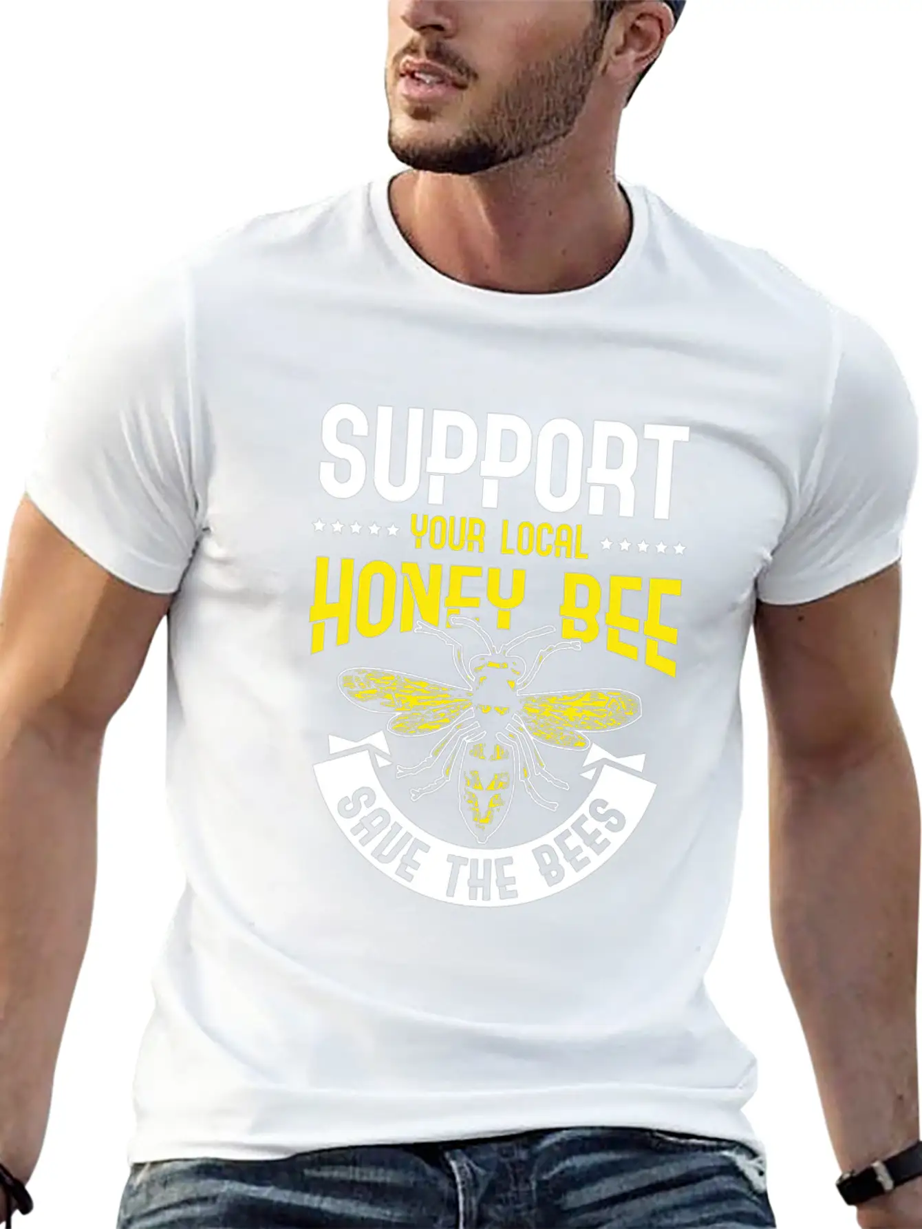 Support Your Local Honey Bee Save The Bees Unisex Casual T-Shirt ¨C Clean Design For Daily Comfort