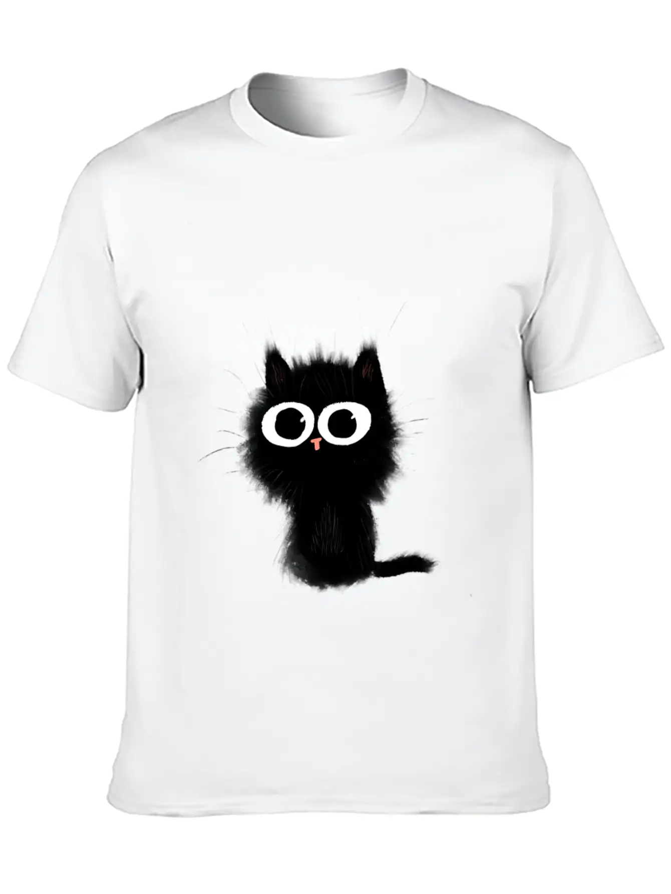 Surprised Black Cat Essential Cotton Tee For Daily Outfits ¨C Unisex Style