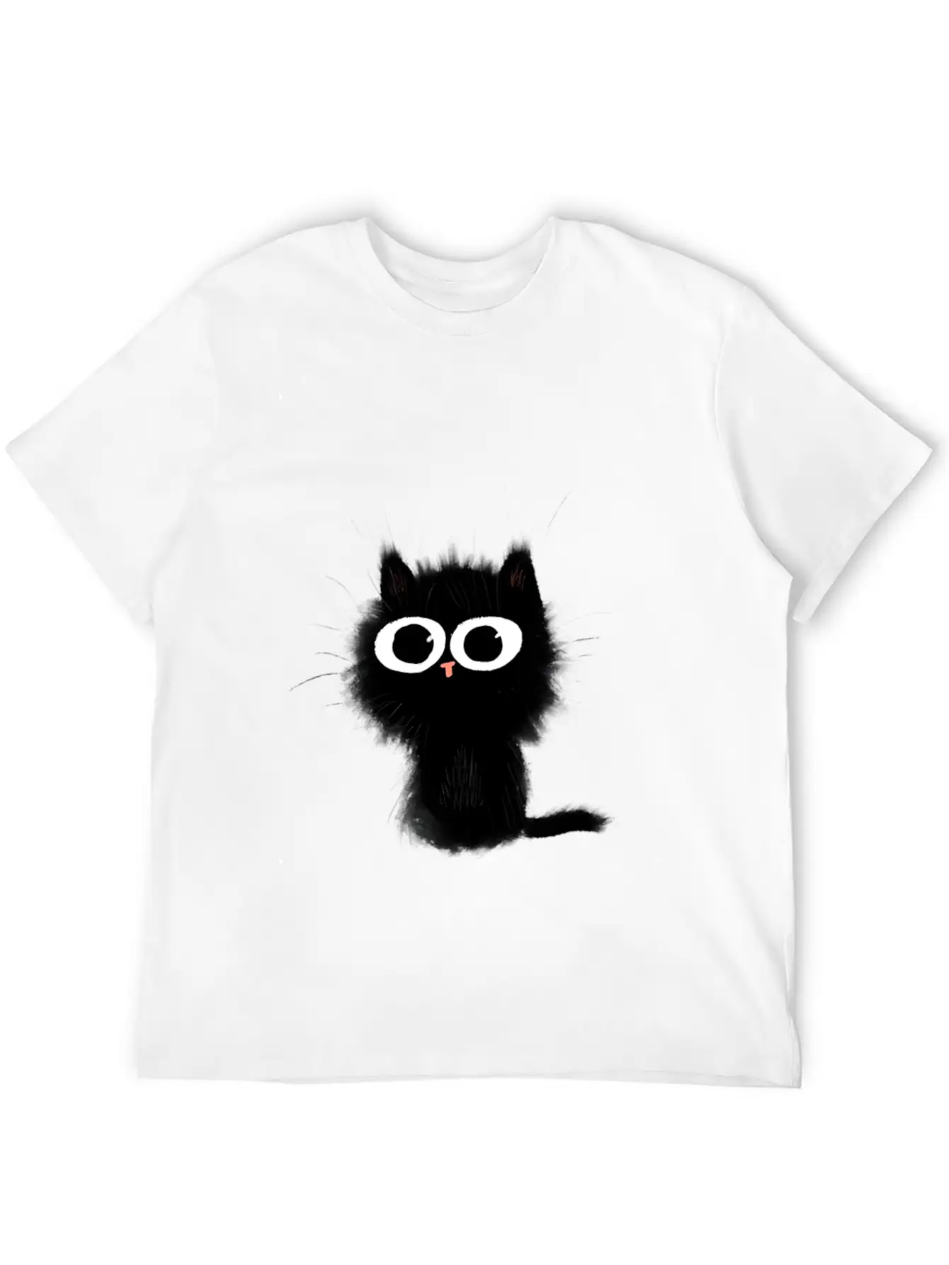 Surprised Black Cat Essential Cotton Tee For Daily Outfits ¨C Unisex Style