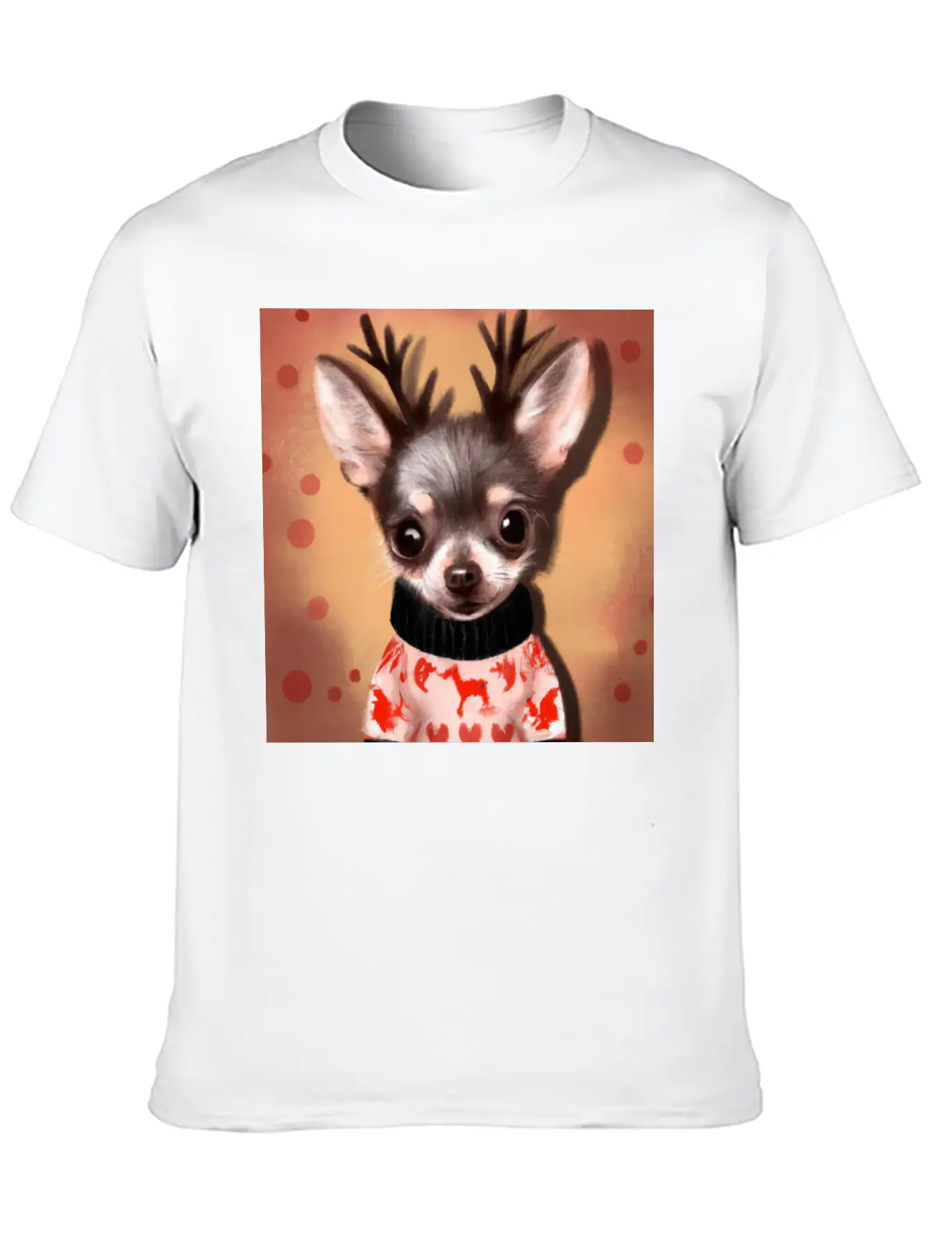 Sweet Happy, Dog Chihuahua In A Christmas Sweater Basic Graphic T-Shirt ¨C Daily Comfort In Soft Cotton