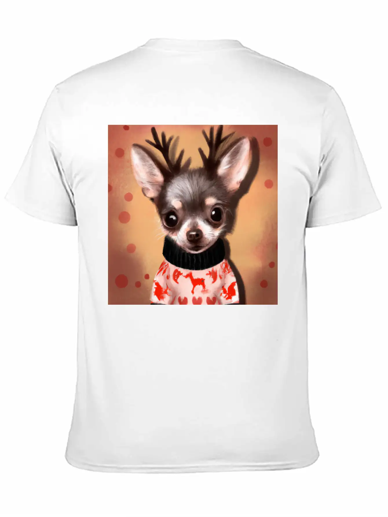 Sweet Happy, Dog Chihuahua In A Christmas Sweater Basic Graphic T-Shirt ¨C Daily Comfort In Soft Cotton