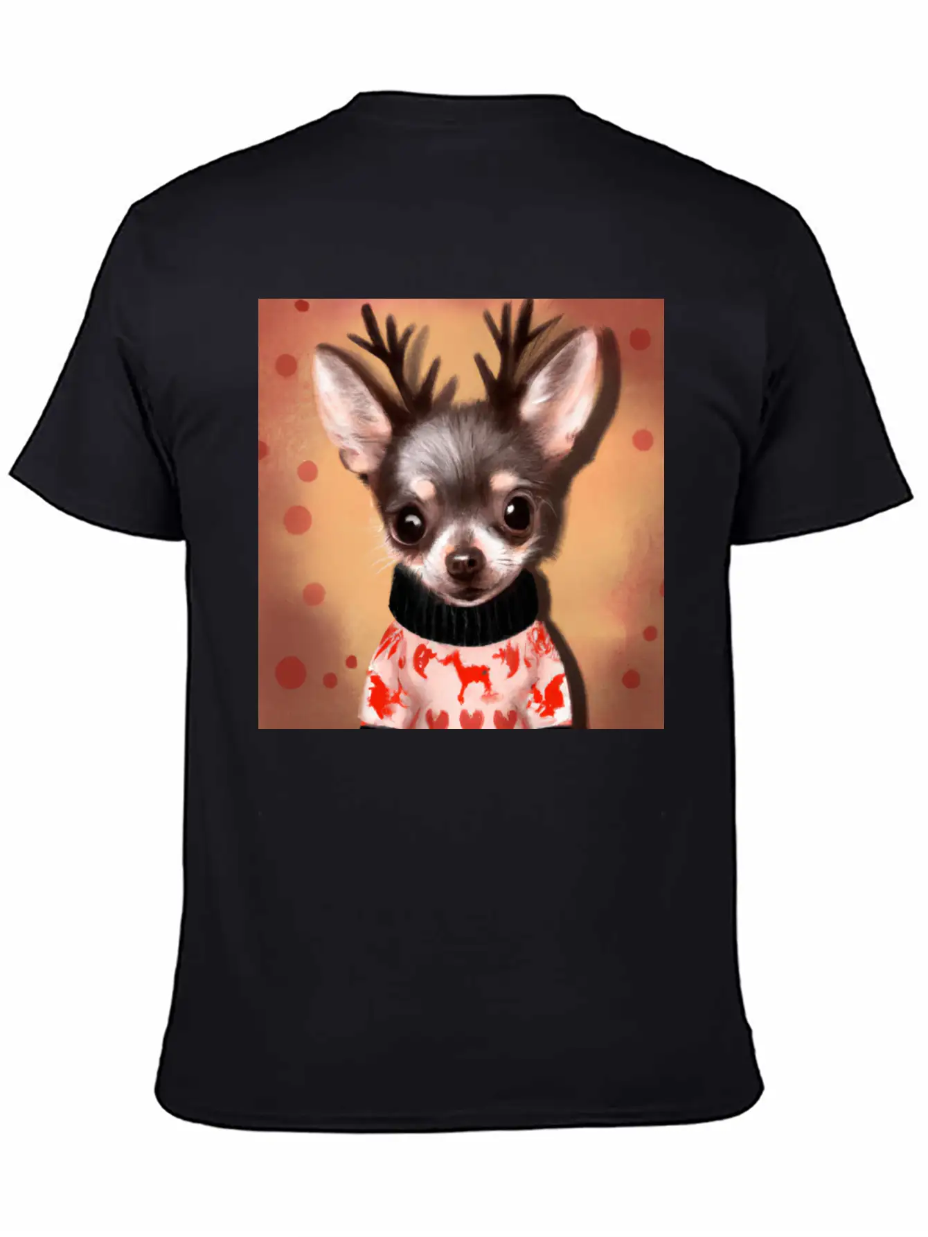 Sweet Happy, Dog Chihuahua In A Christmas Sweater Basic Graphic T-Shirt ¨C Daily Comfort In Soft Cotton