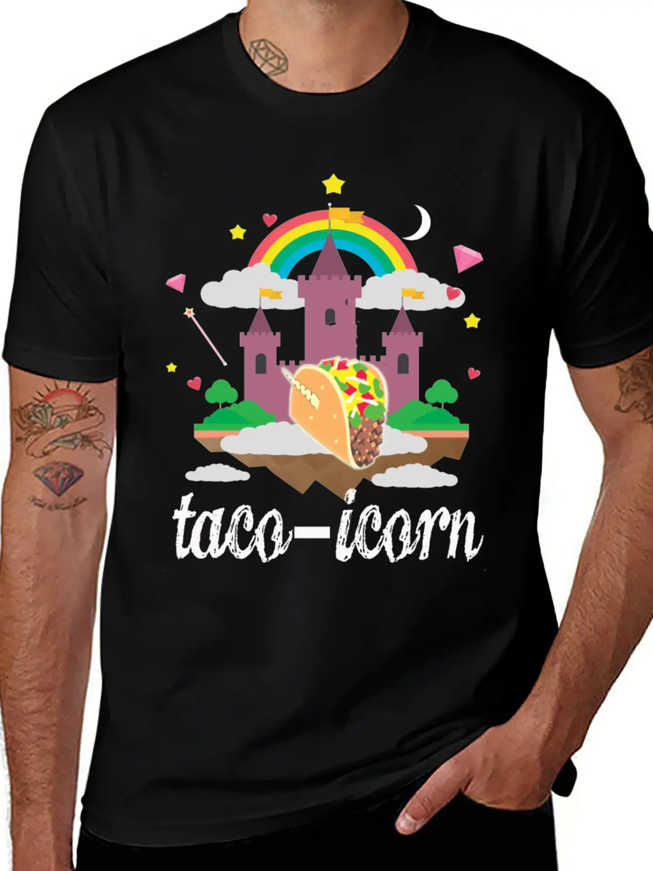 Taco Unicorn Horn In Magical Sky Castle Original Unisex Casual T-Shirt ¨C Clean Design For Daily Comfort