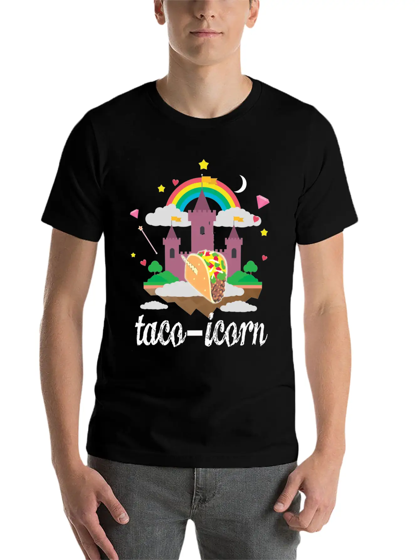 Taco Unicorn Horn In Magical Sky Castle Original Unisex Casual T-Shirt ¨C Clean Design For Daily Comfort