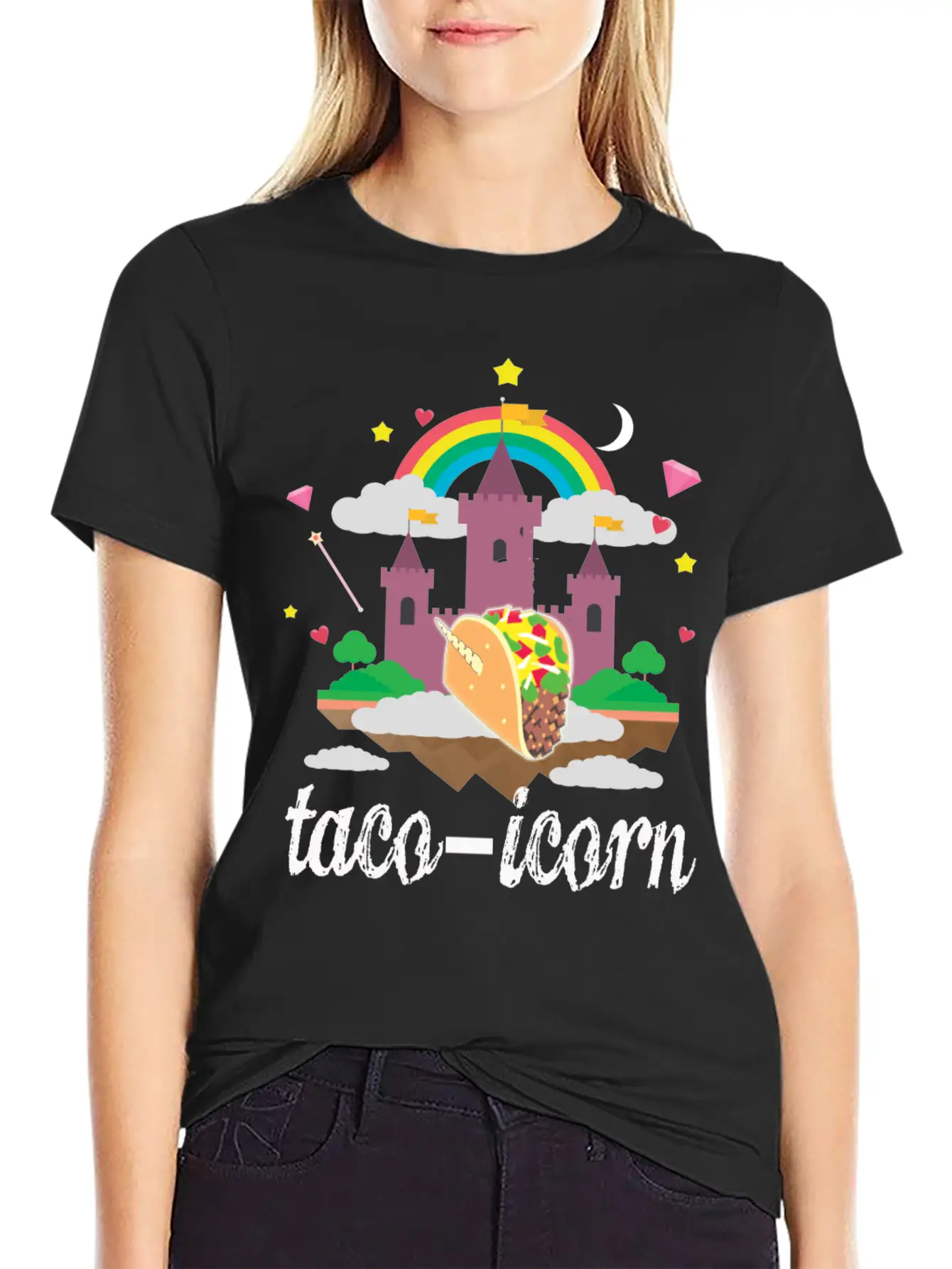 Taco Unicorn Horn In Magical Sky Castle Original Unisex Casual T-Shirt ¨C Clean Design For Daily Comfort