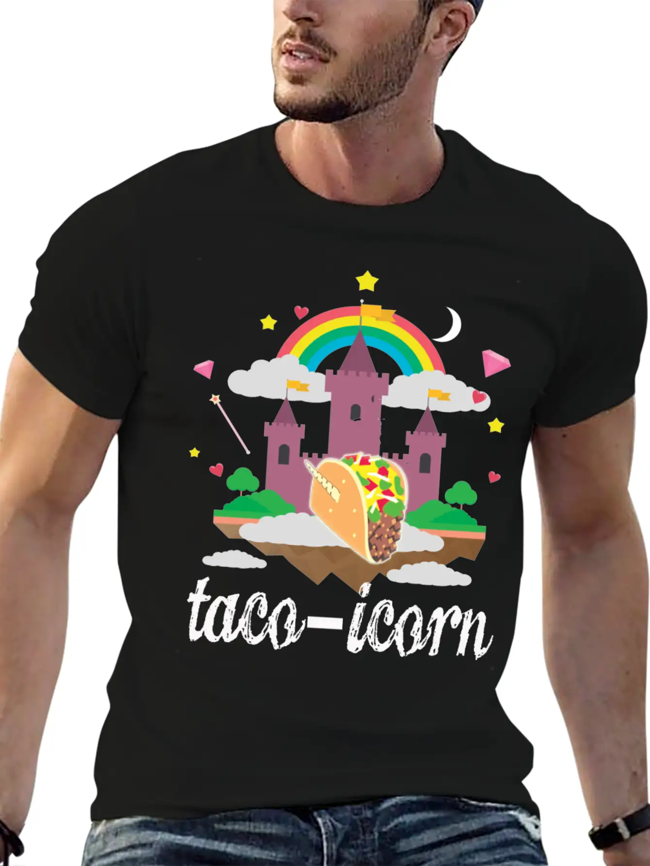 Taco Unicorn Horn In Magical Sky Castle Original Unisex Casual T-Shirt ¨C Clean Design For Daily Comfort