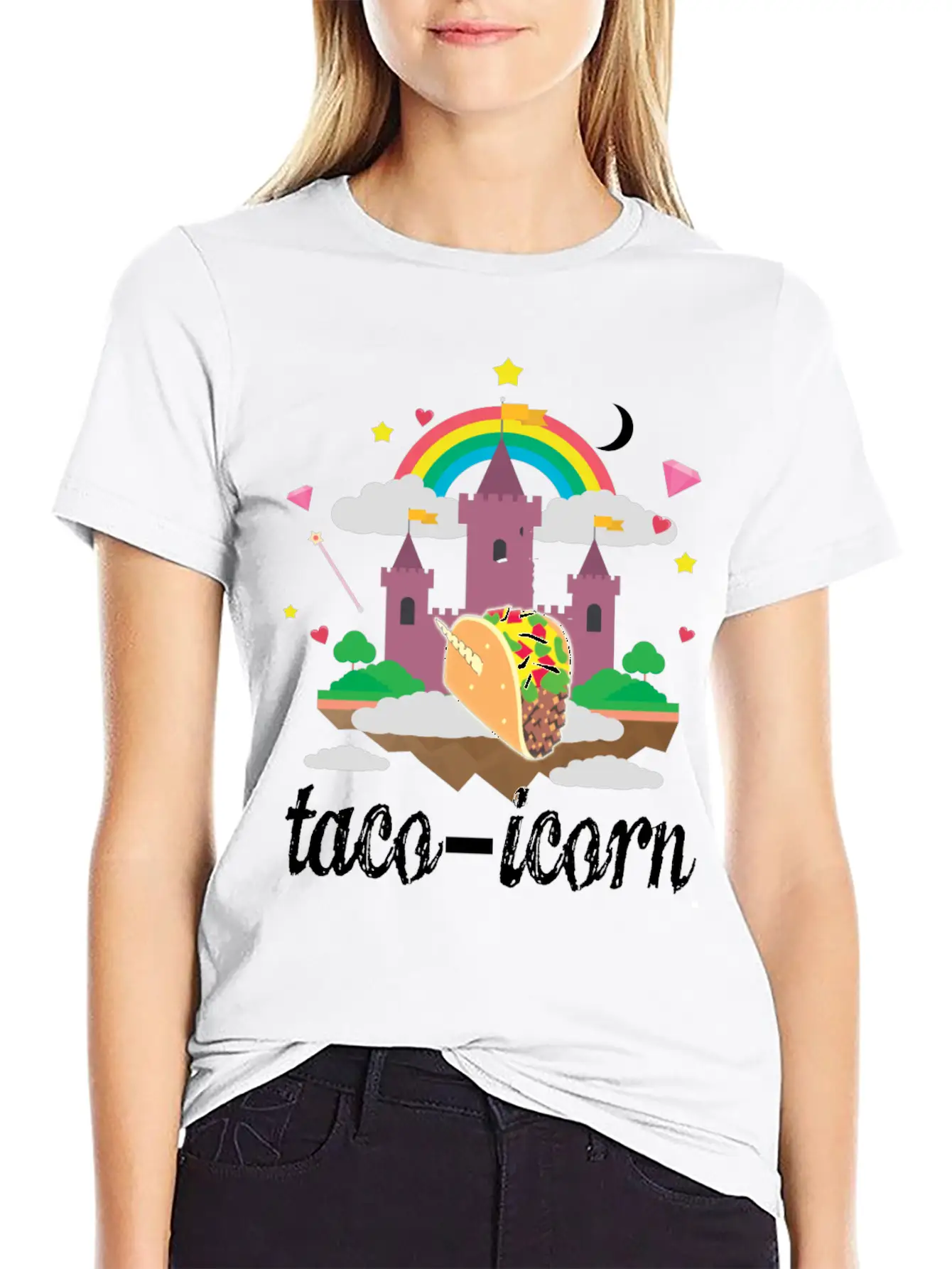 Taco Unicorn Horn In Magical Sky Castle Original Unisex Casual T-Shirt ¨C Clean Design For Daily Comfort