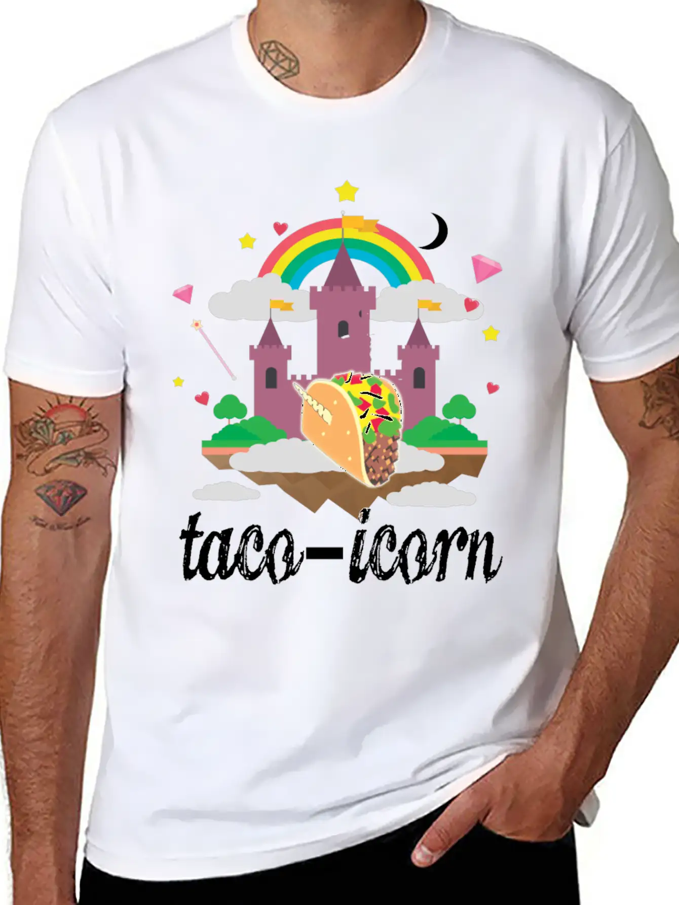 Taco Unicorn Horn In Magical Sky Castle Original Unisex Casual T-Shirt ¨C Clean Design For Daily Comfort
