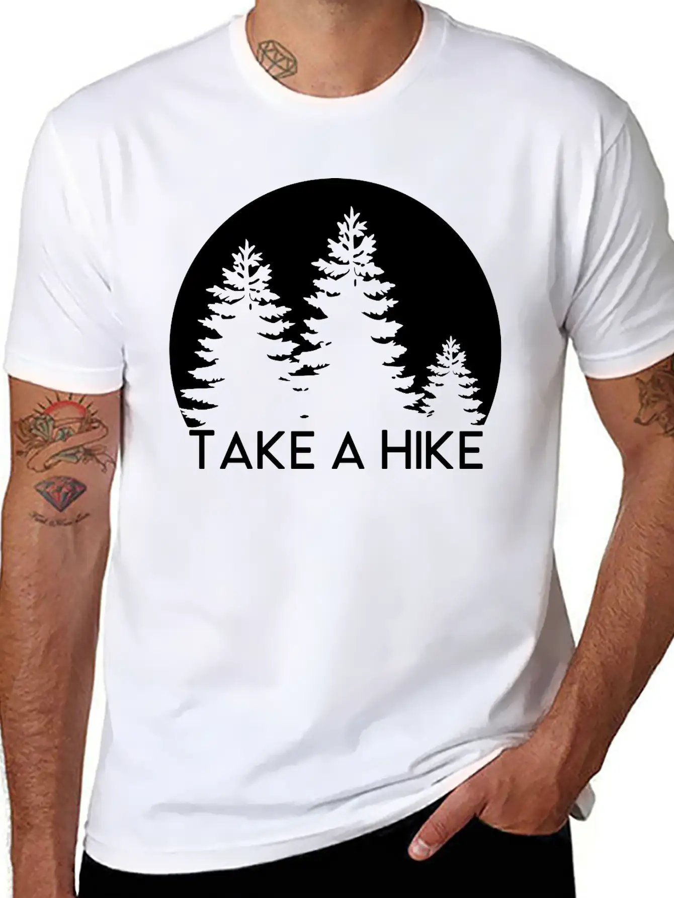 Take A Hike, Nature, Adventure, Explore, Hiking Basic Graphic T-Shirt ¨C Daily Comfort In Soft Cotton