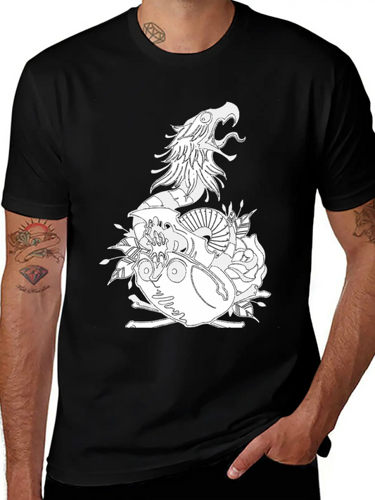 Tattoo Skull Snake Rose Eagle Mashup Essential Cotton Tee For Daily Outfits ¨C Unisex Style