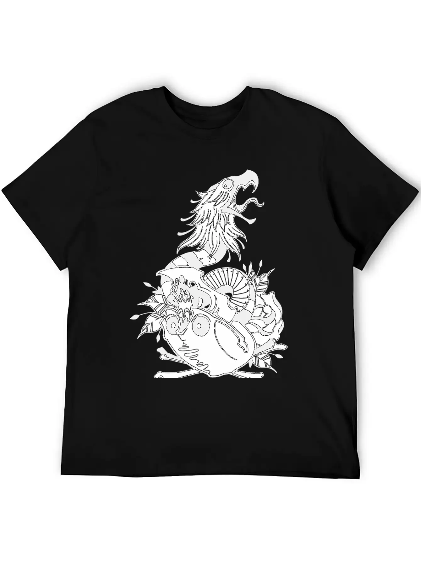 Tattoo Skull Snake Rose Eagle Mashup Essential Cotton Tee For Daily Outfits ¨C Unisex Style