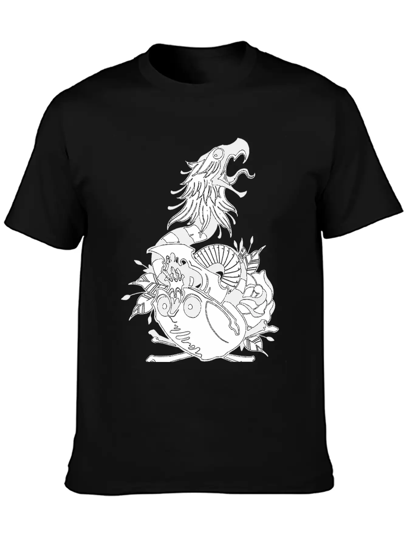 Tattoo Skull Snake Rose Eagle Mashup Essential Cotton Tee For Daily Outfits ¨C Unisex Style