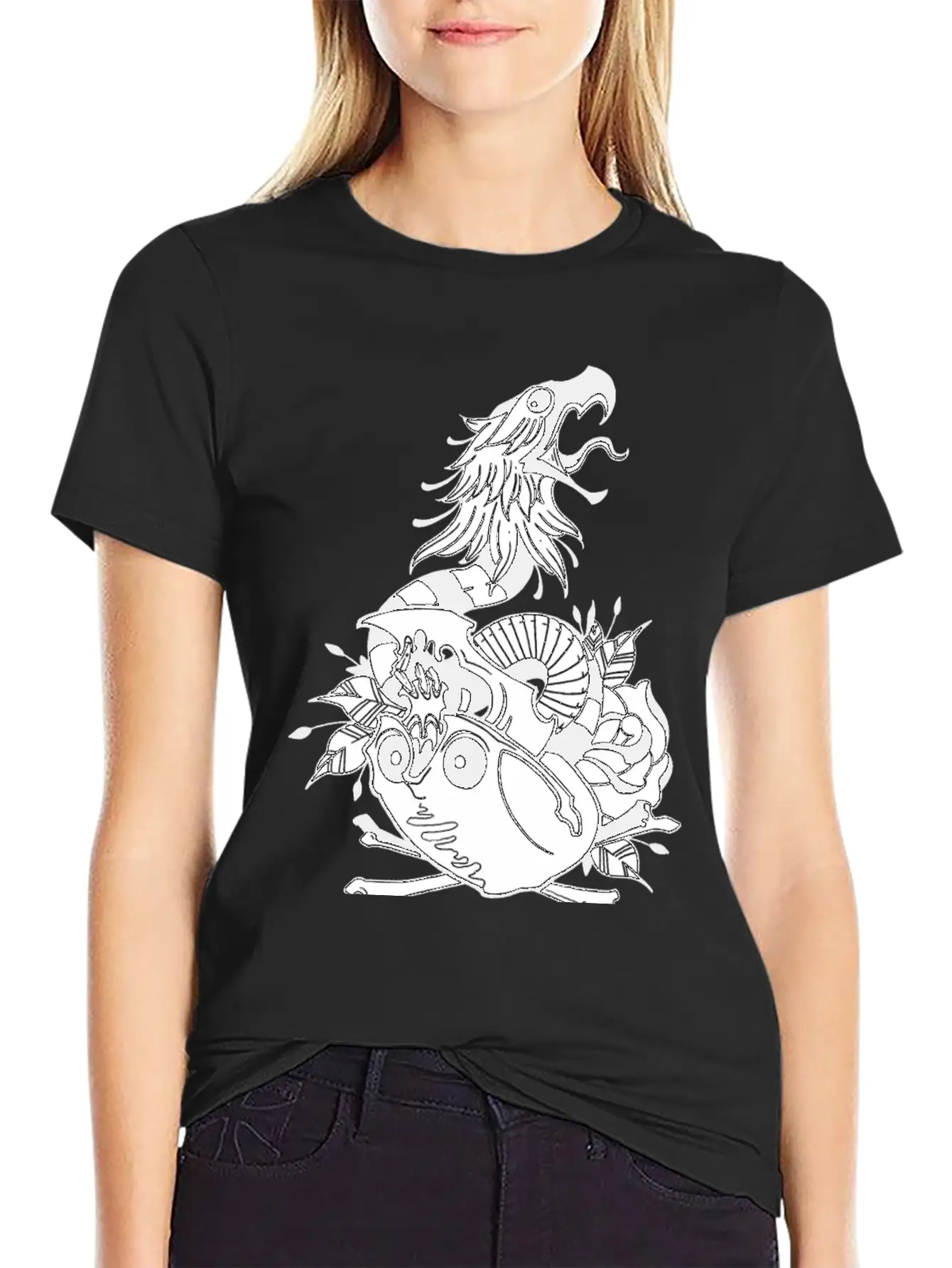 Tattoo Skull Snake Rose Eagle Mashup Essential Cotton Tee For Daily Outfits ¨C Unisex Style