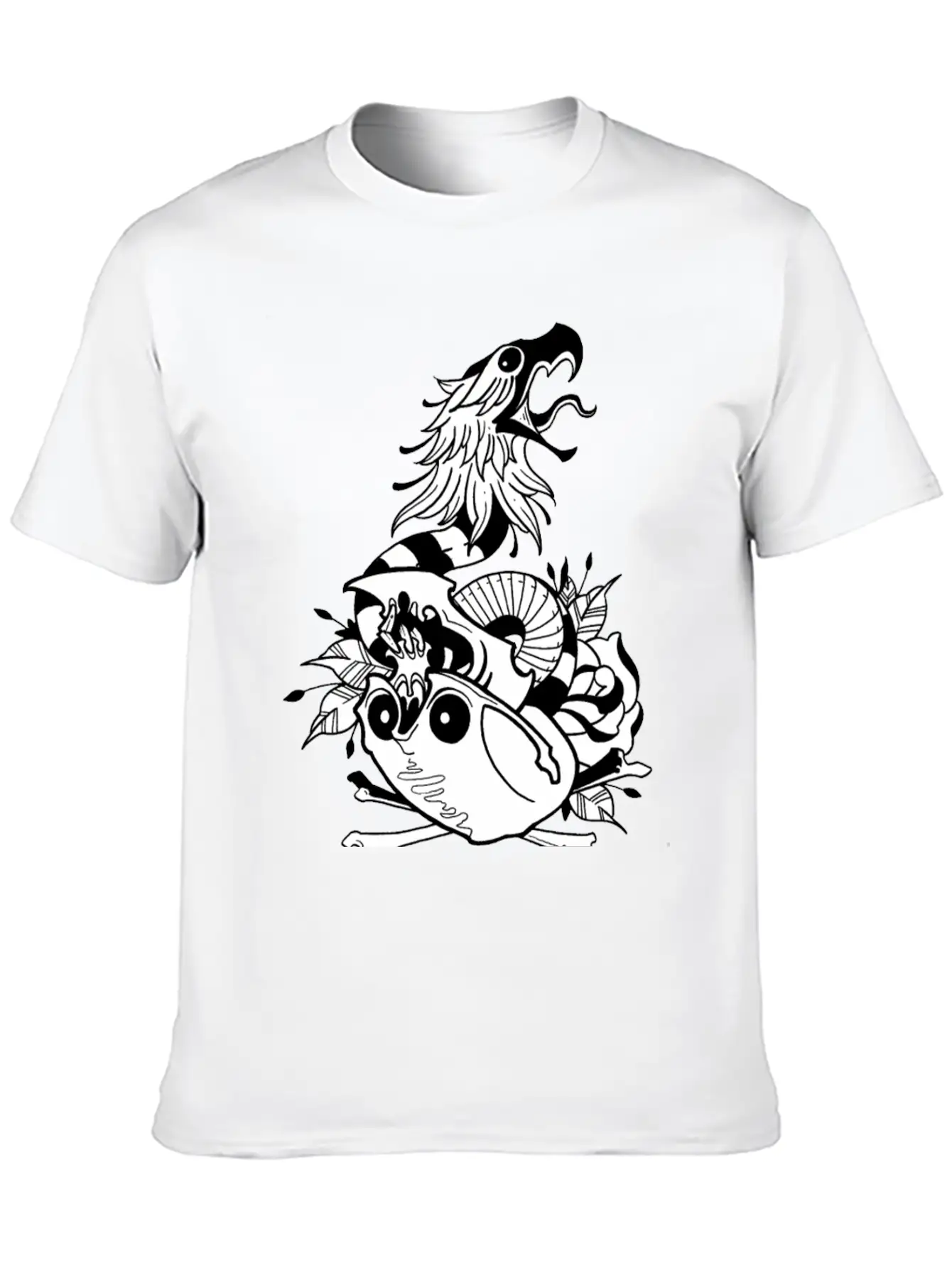 Tattoo Skull Snake Rose Eagle Mashup Essential Cotton Tee For Daily Outfits ¨C Unisex Style