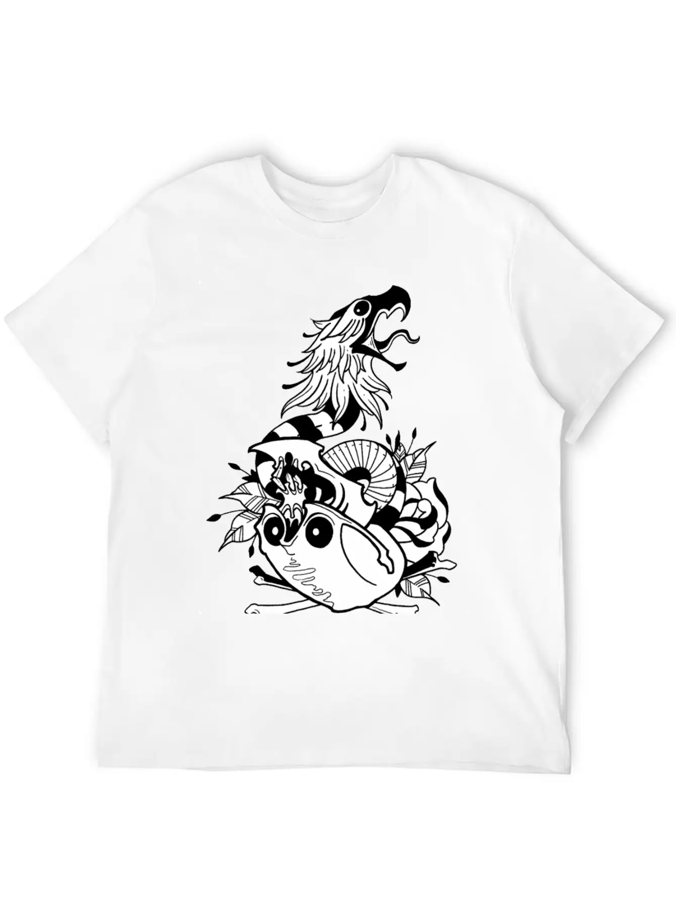 Tattoo Skull Snake Rose Eagle Mashup Essential Cotton Tee For Daily Outfits ¨C Unisex Style