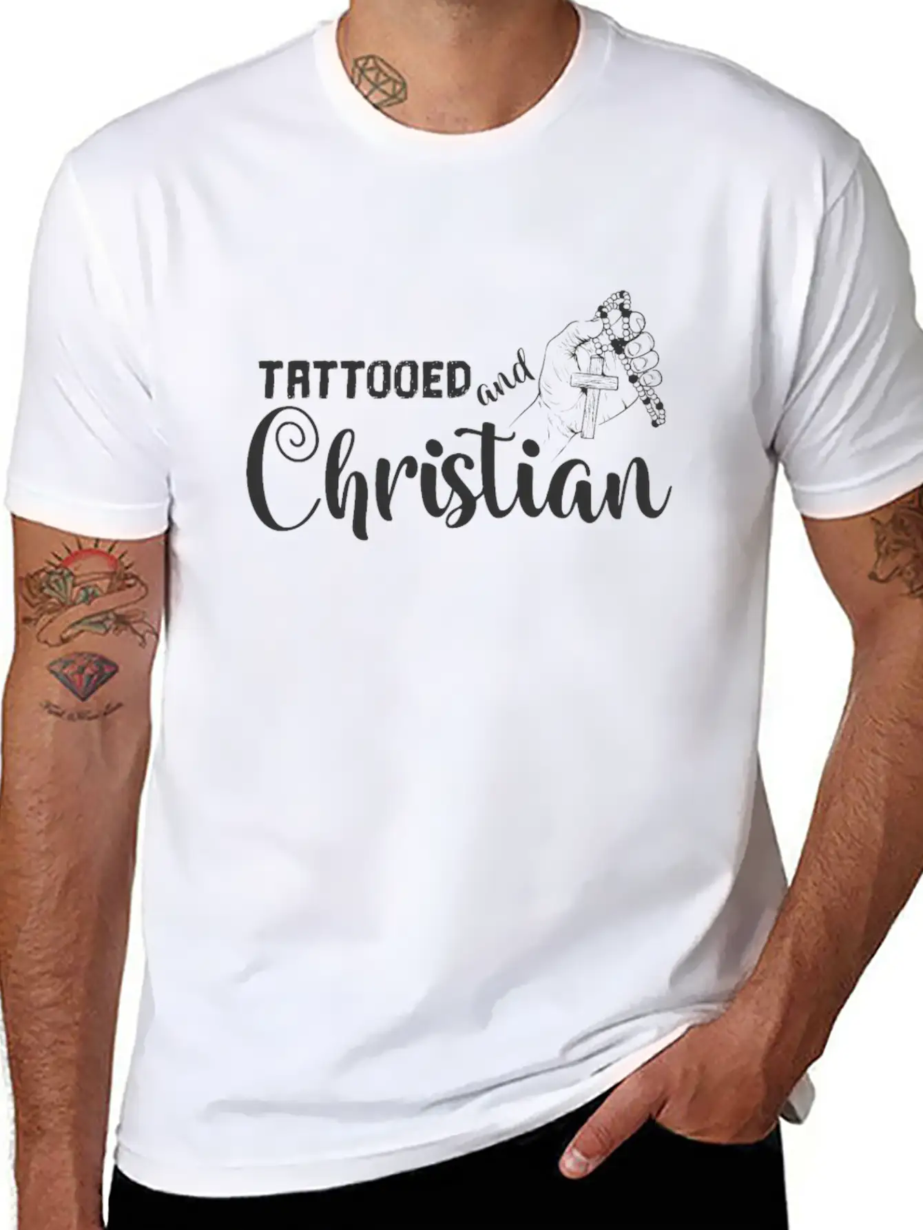 Tattooed And Christian Tattoo Basic Graphic T-Shirt ¨C Daily Comfort In Soft Cotton