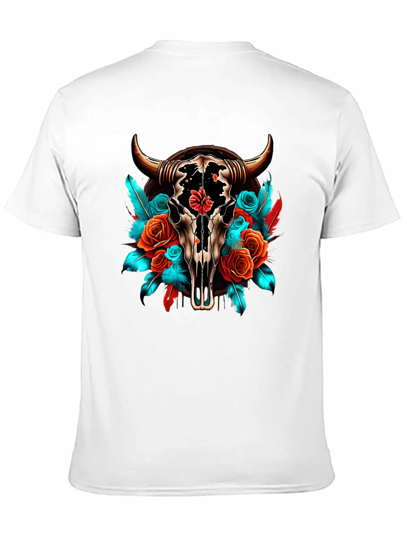 Teal Cow Skull Floral Soft Cotton Short Sleeve Tee ¨C Unisex Wardrobe Staple