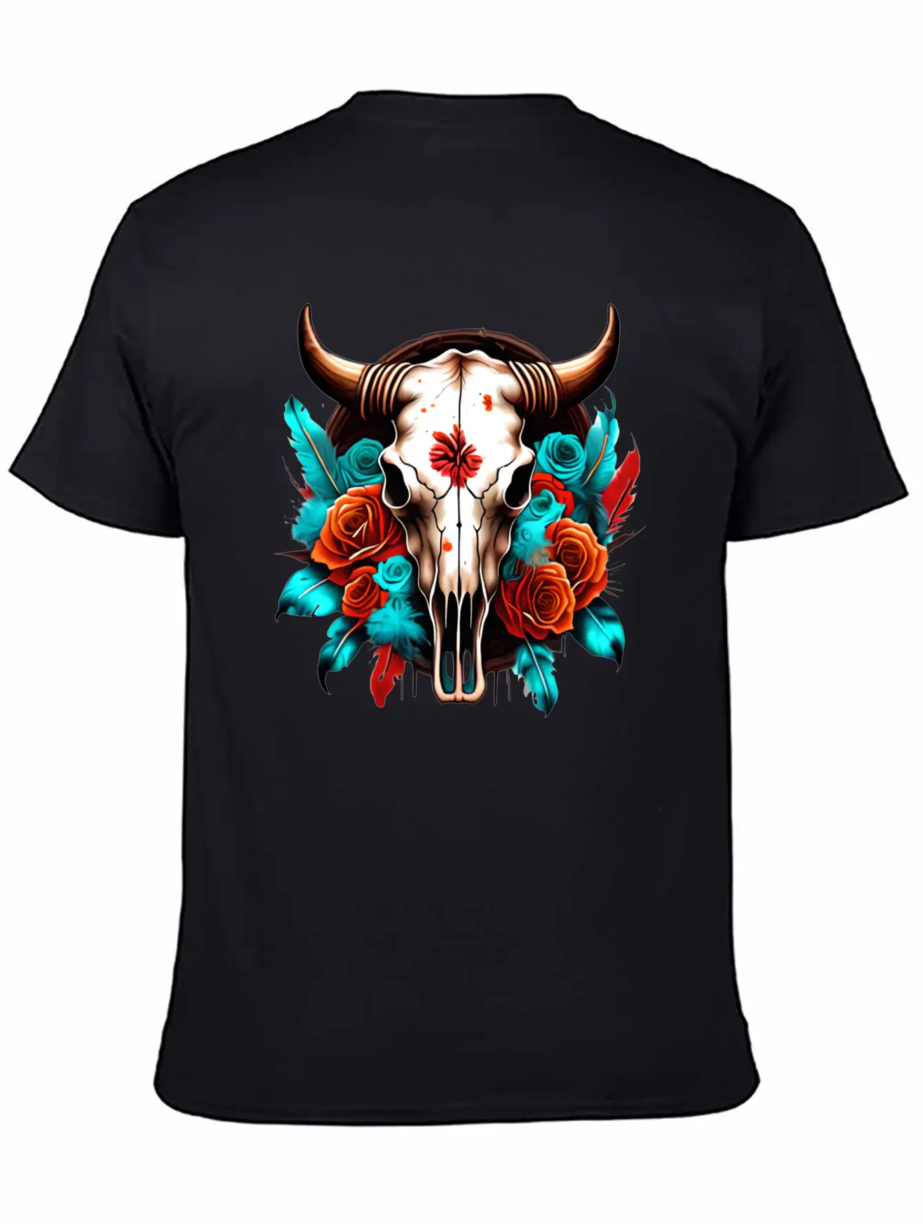Teal Cow Skull Floral Soft Cotton Short Sleeve Tee ¨C Unisex Wardrobe Staple