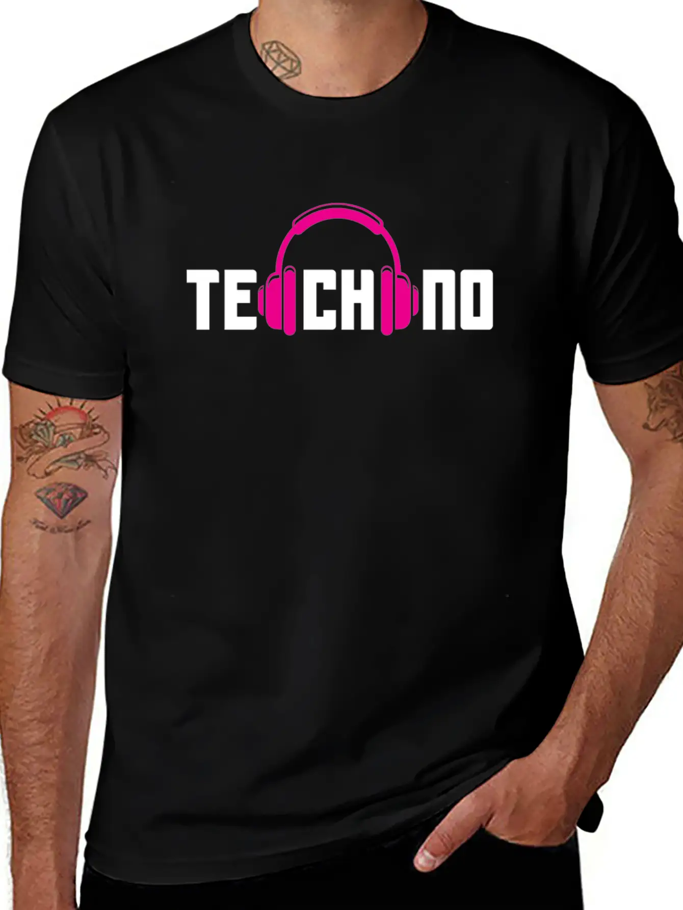Techno Lover Headphones Vibe Design Basic Graphic T-Shirt ¨C Daily Comfort In Soft Cotton