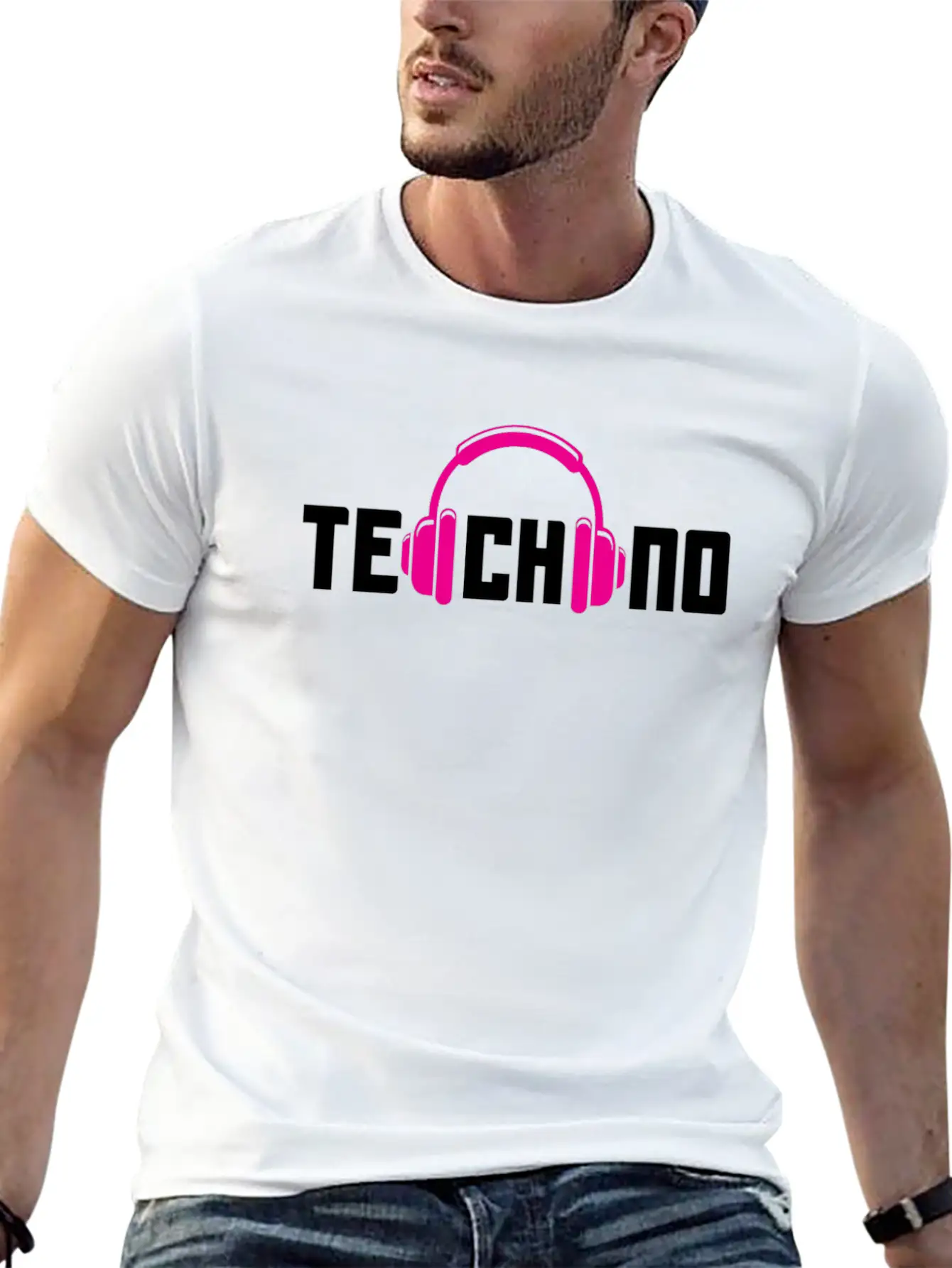 Techno Lover Headphones Vibe Design Basic Graphic T-Shirt ¨C Daily Comfort In Soft Cotton