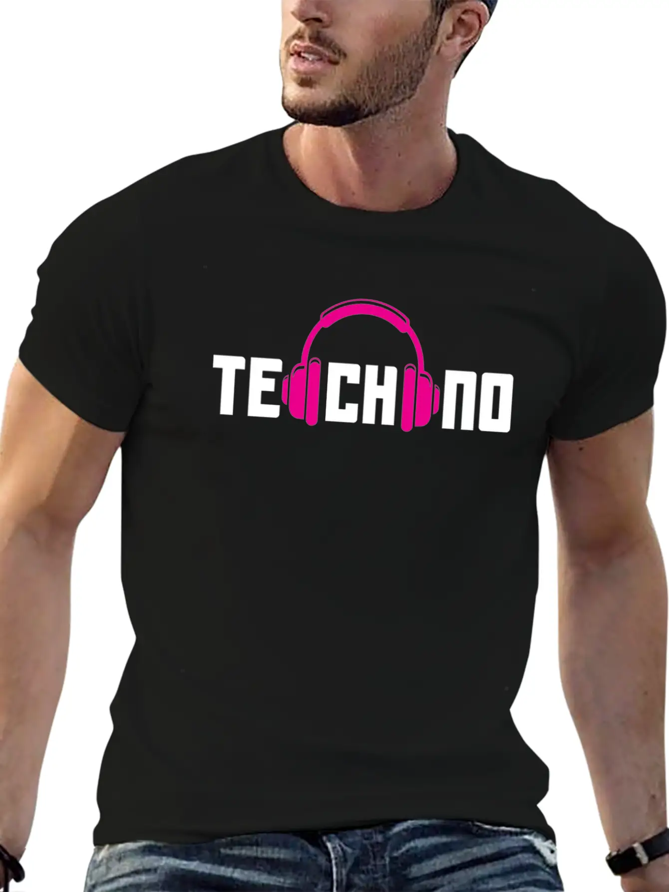 Techno Lover Headphones Vibe Design Basic Graphic T-Shirt ¨C Daily Comfort In Soft Cotton