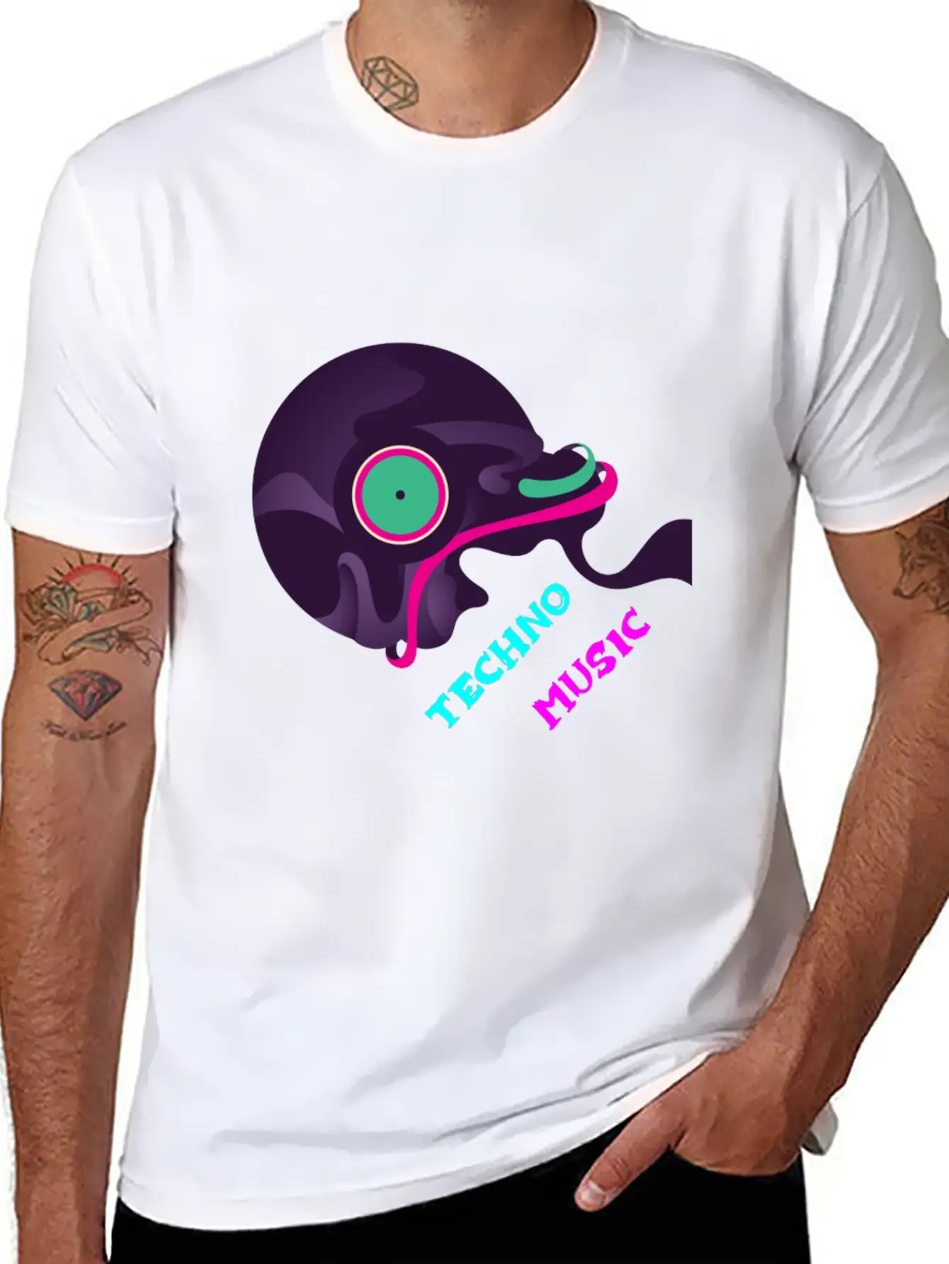Techno Music - Drum & Bass Essential Cotton Tee For Daily Outfits ¨C Unisex Style